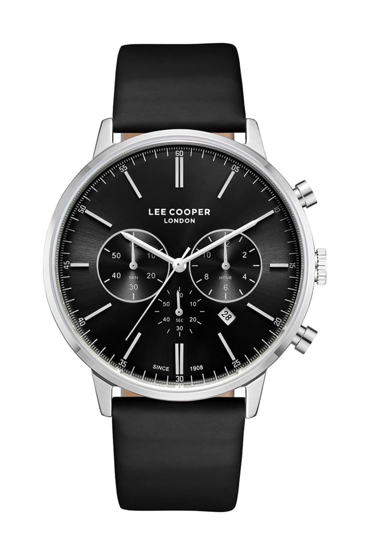 Generic-Lee Cooper Men Pe932 Movement Watch Multi Function Display And Leather Strap Lc08043 351 Black 1