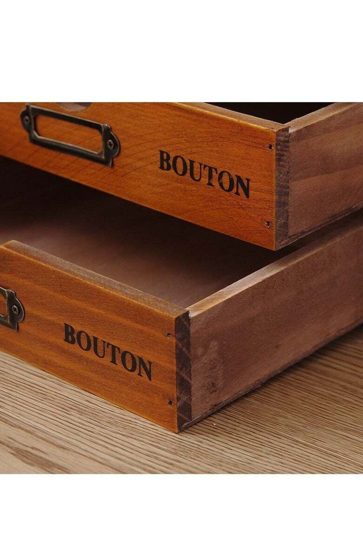COOYA-Three-layer wooden desktop storage box,multi-compartment,with drawers,for desktop organization 2