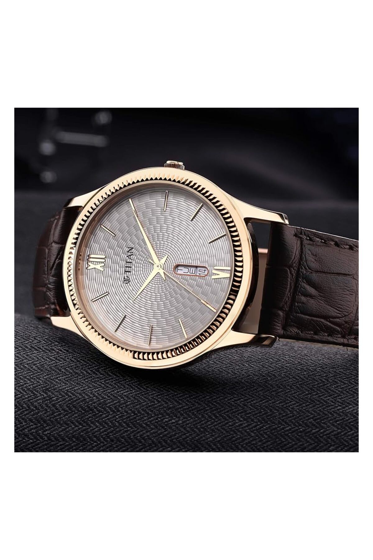 Generic-Titan Men Leather Analog Silver Dial Watch 1824Wl02 1824Wl02 Band Color Brown 6