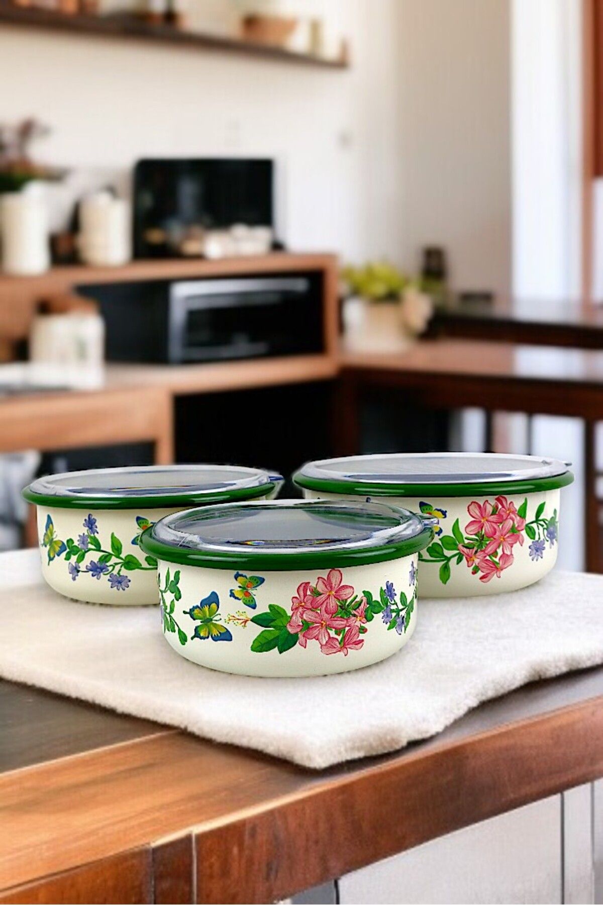İnci Emaye-No. 14 - 16 - 18 Enameled Storage Container Set of 3 6
