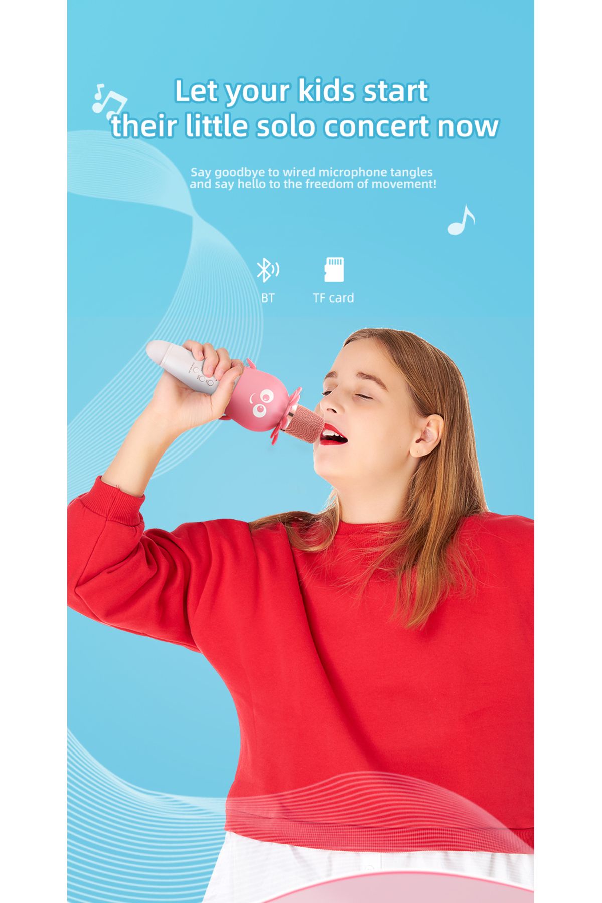 FlashHawk-Multifunction Portable 2-in-1 Bluetooth Karaoke Microphone, 4D Stereo Speaker, 1800mAh, K5 7