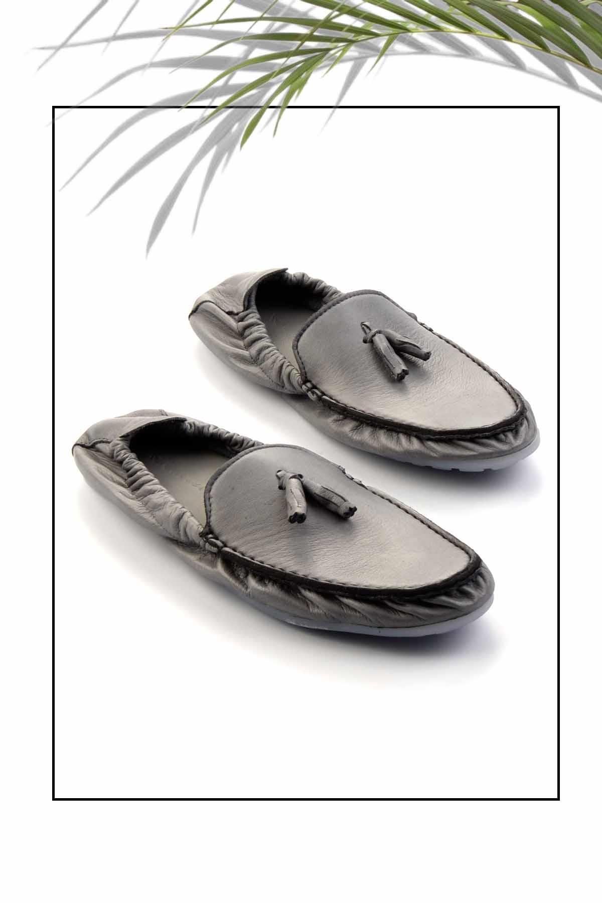 Bambi-Pantofi gri pentru bărbați din piele naturală E 01323110003 2