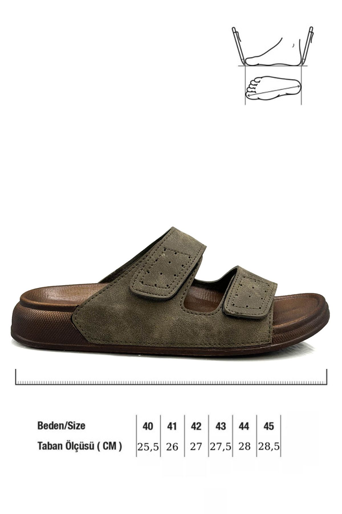 sermoda-Double Buckle Adjustable Width Flexible Comfortable Leather Men's Slippers 25103 C Khaki 2