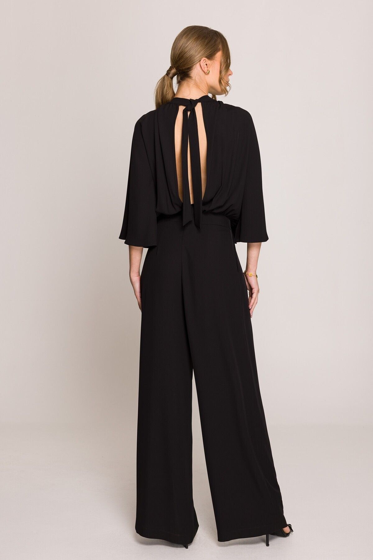 Stylove-Jumpsuit with wide sleeves and tie at the back 2
