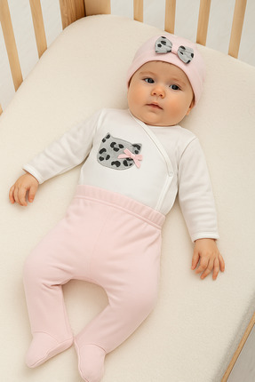Aydodo Kız Bebek 5li Zıbın Set Pembe Bebe Takım