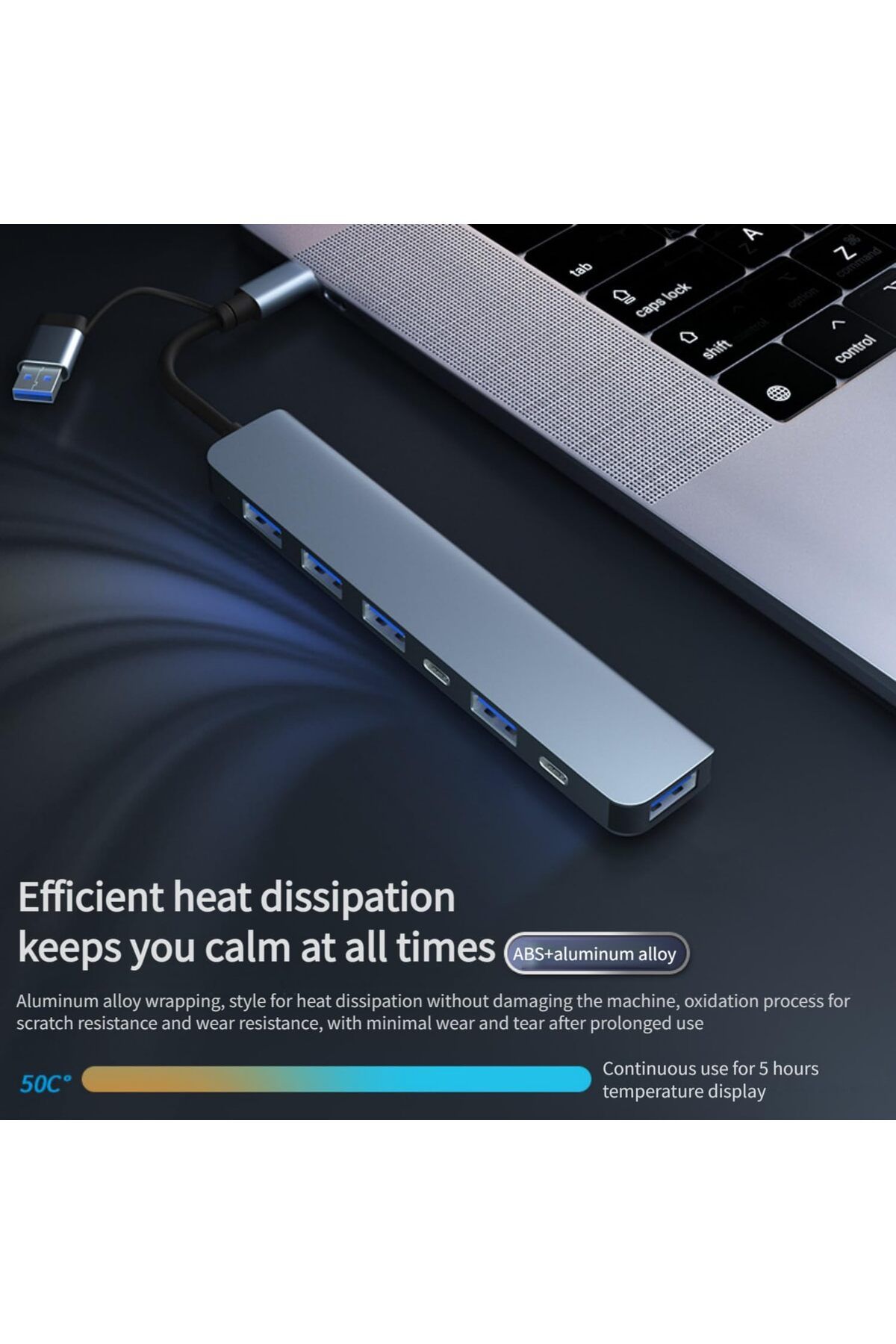 COOYA-USB C Hub, C Hub USB Hub, Multi-port USB-C Laptop Docking Station with USB 3.0, 5 USB Ports 3
