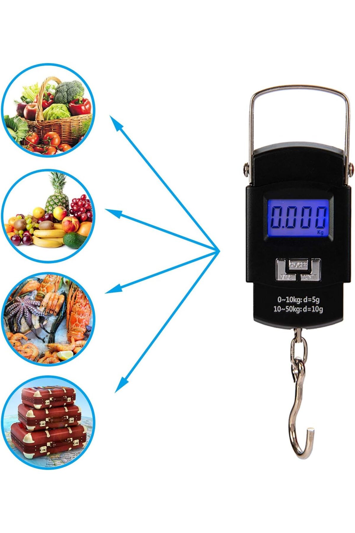 ميزان أمتعة رقمي محمول من Hyindoor - يزن حتى 50 كجم - أسود