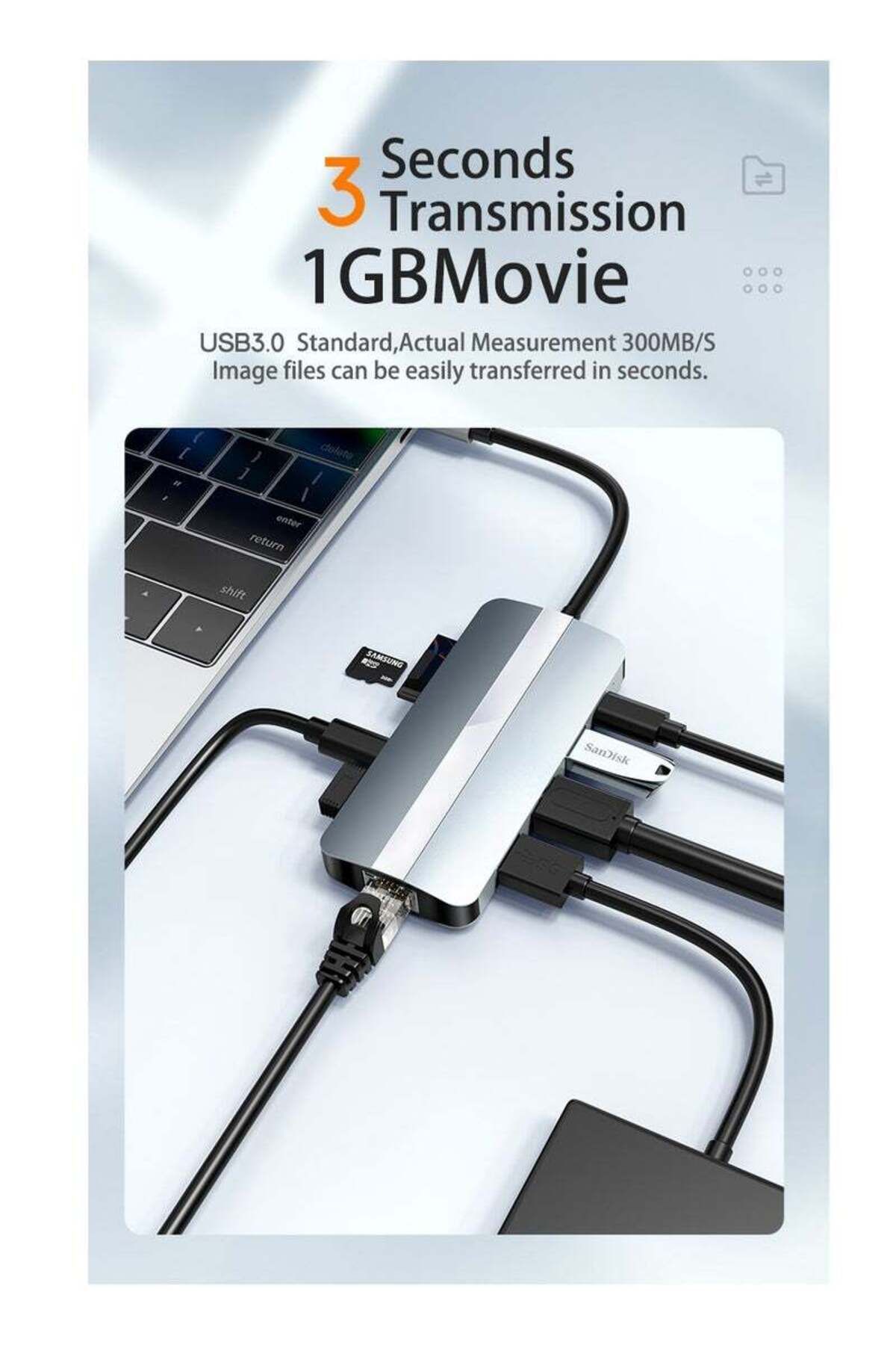 COOYA-محطة إرساء USB C Hub، 9 في 1 مع شحن PD بقوة 100 وات، منفذ HDMI بدقة 4K، قارئ بطاقات SD/TF، مؤشر LED 4