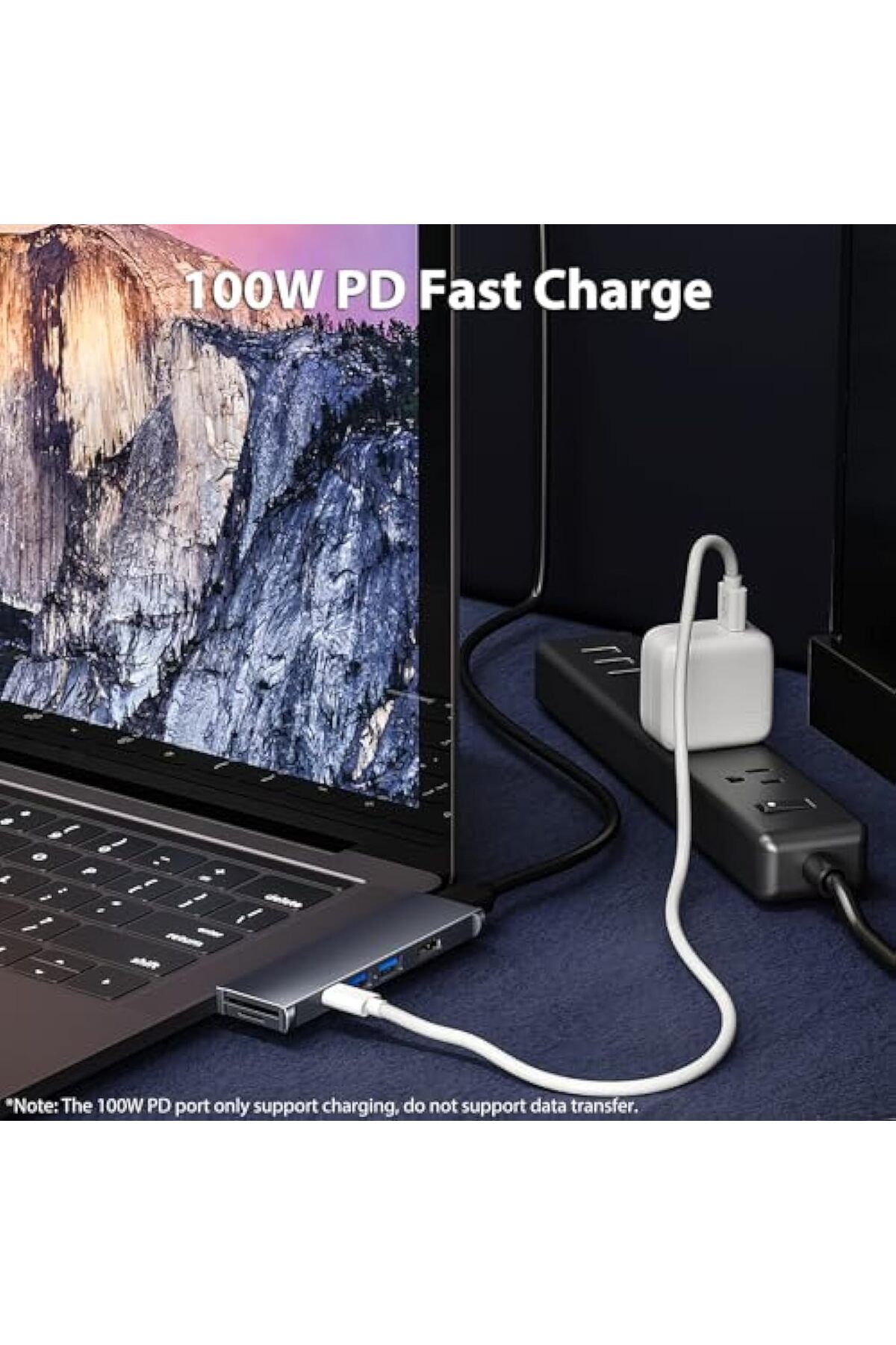 COOYA-موزع USB C، شاشة ثلاثية 7 في 2، منفذ HDMI 4K@30Hz، 100 واط PD، 2*USB 3.1، قارئ بطاقات SD وMicro SD 7