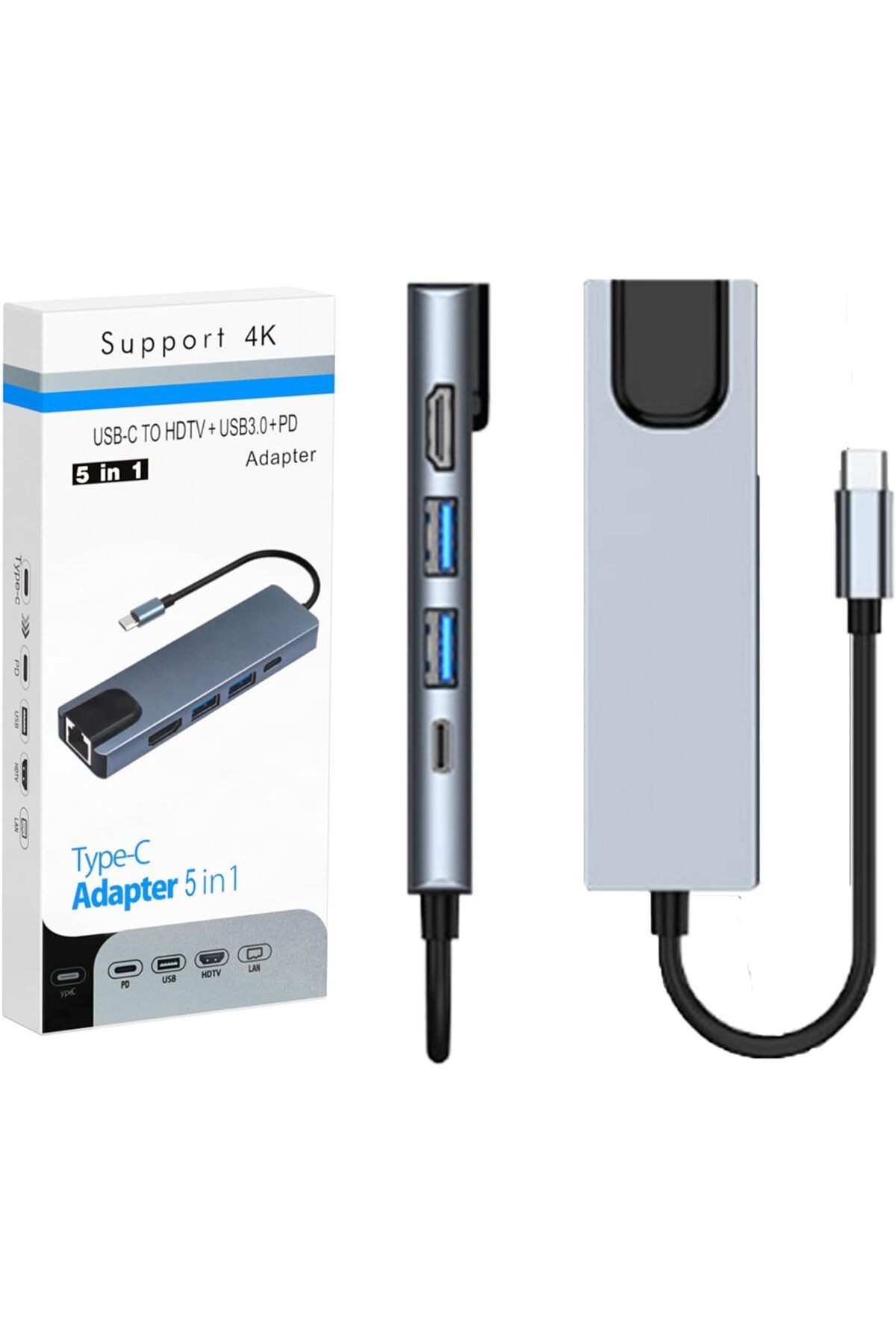 COOYA-محطة إرساء USB C 5 في 1، محول متعدد المنافذ مع HDMI 4K، توصيل طاقة PD 100 وات، 2 USB، إيثرنت 8
