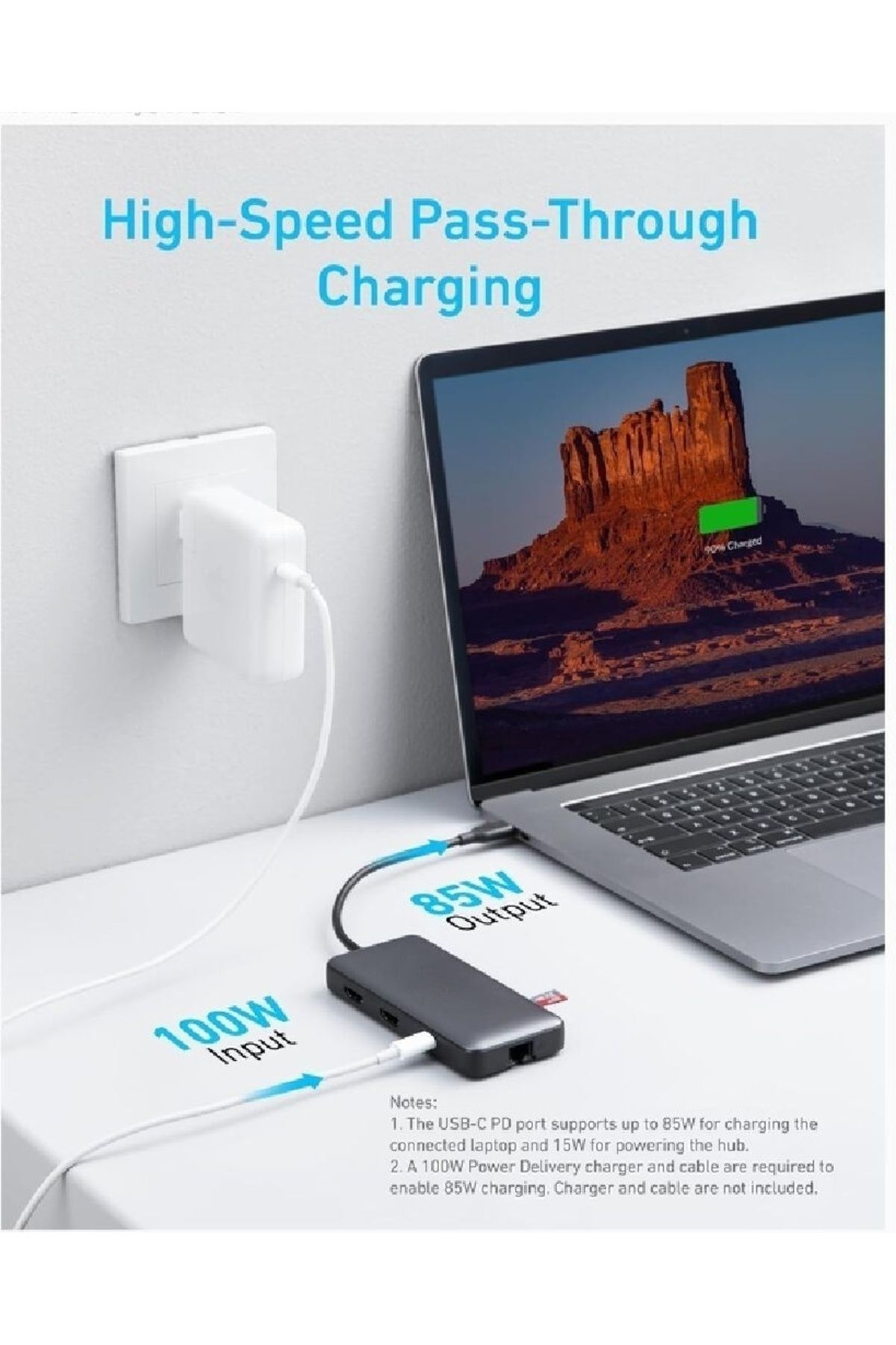 COOYA-8-in-1 USB-C Hub, Dual 4K HDMI Adapter, 1 Gbps Ethernet Dock, 100W Power Delivery 3
