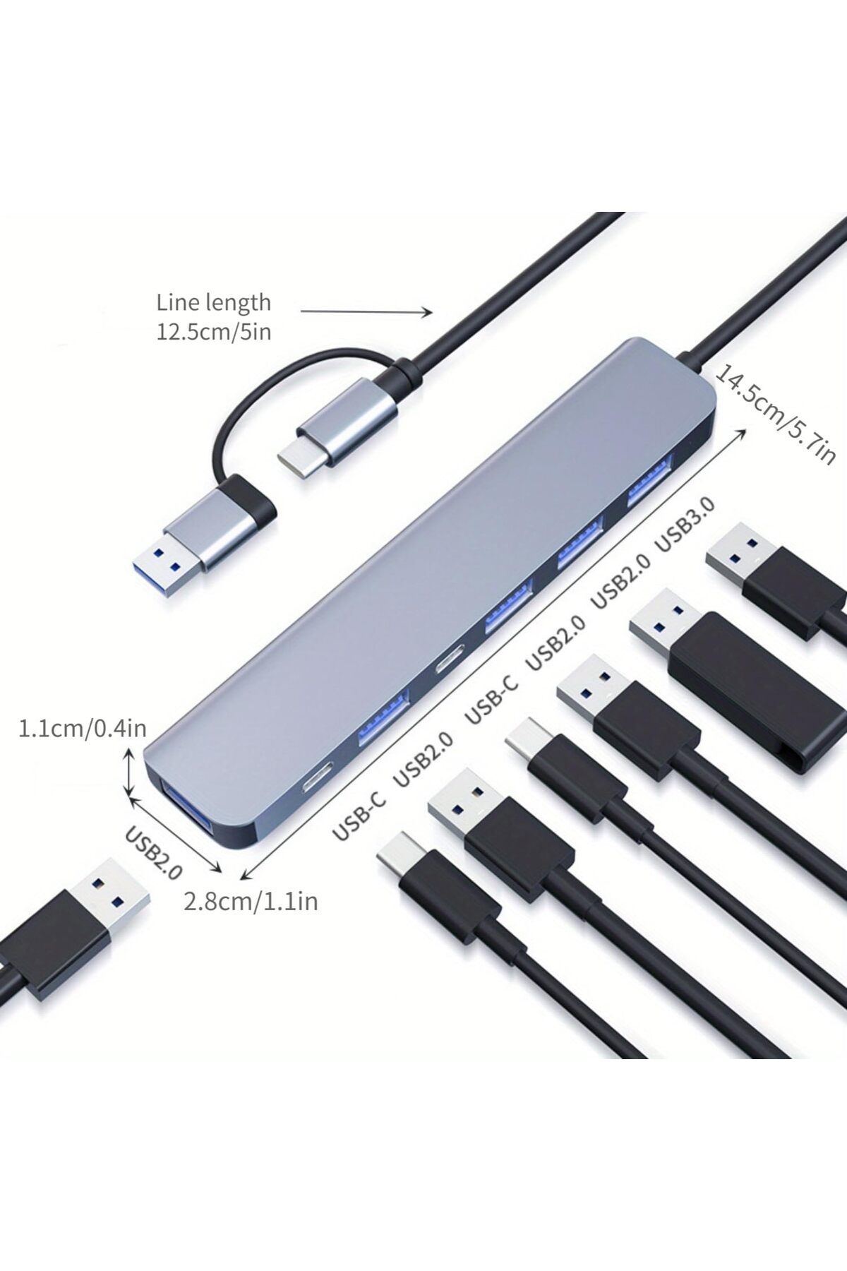 COOYA-USB C Hub, C Hub USB Hub, Multi-port USB-C Laptop Docking Station with USB 3.0, 5 USB Ports 4