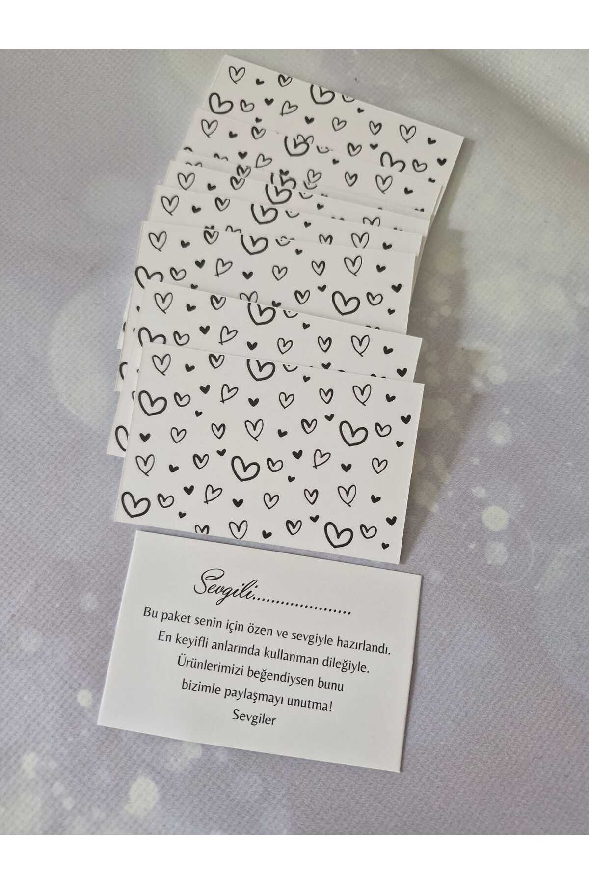 ETİKETİM Siyah Beyaz Kalpli Teşekkürler Kartı 5*8 CM - 30 ADET