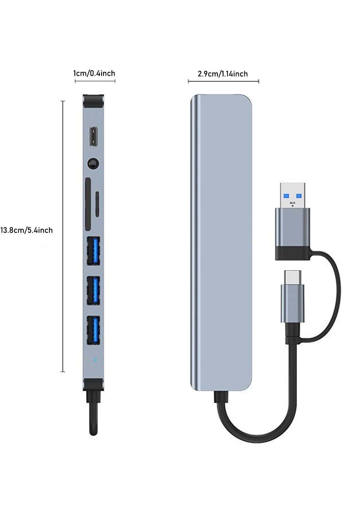 COOYA-محطة إرساء موزع USB C 8 في 1 مع USB 3.0 و2.0 وقارئ بطاقات SD/TF لأجهزة الكمبيوتر المحمولة وأجهزة iMac والمزيد 8