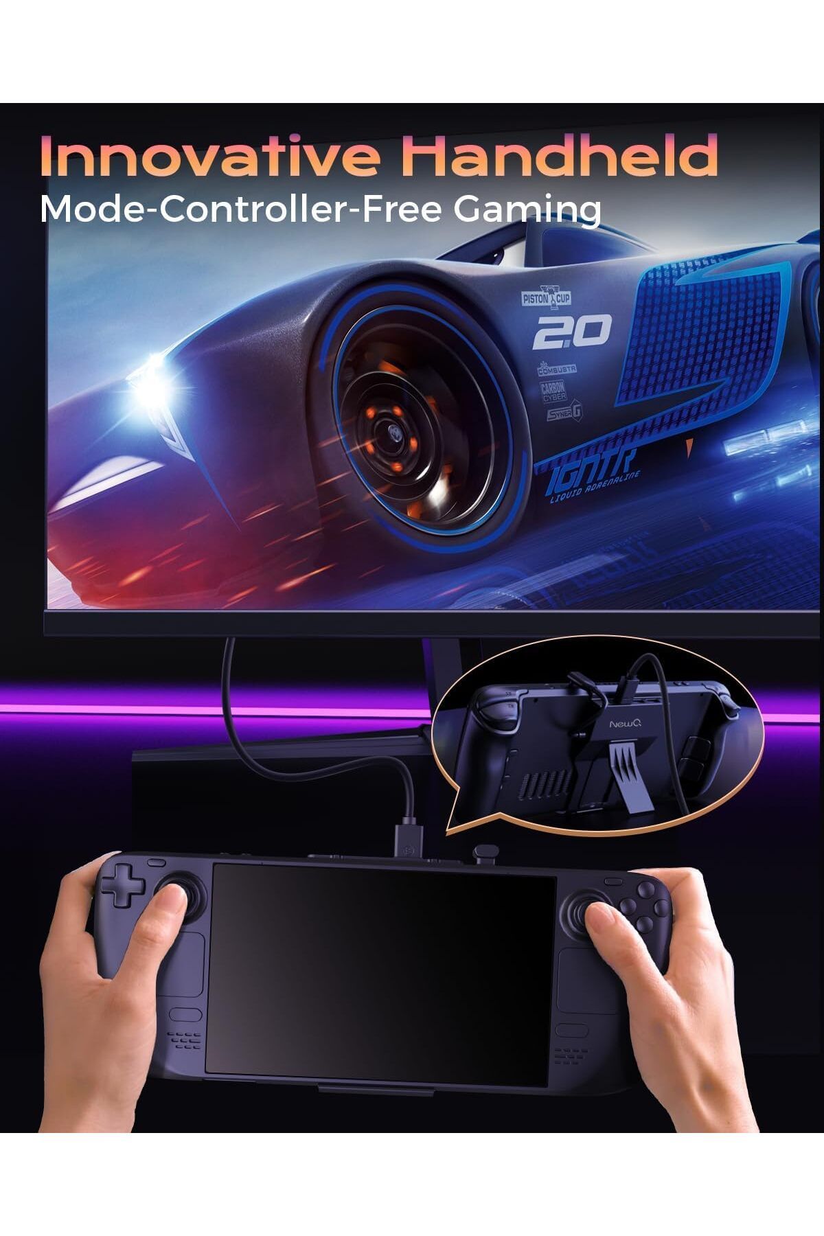 COOYA-Docking Station for Steam Deck, 4-in-1 Portable 4K 60Hz Stand Design, 2 USB-A3.0, PD-in 100W Max 3