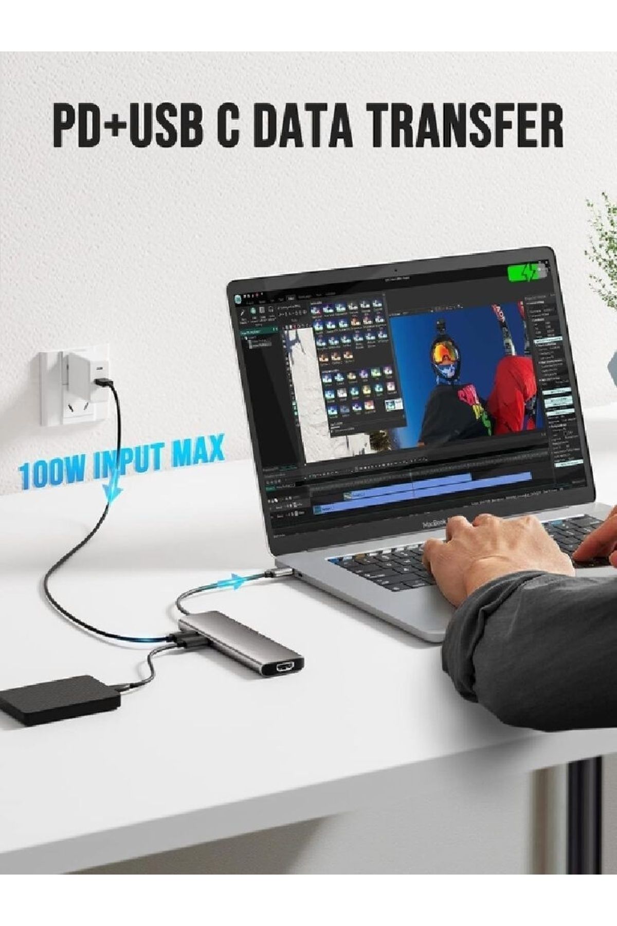COOYA-8-in-1 USB C Hub with 4K HDMI Output, 100W Power Delivery, USB 3.0 5Gbps Port 4
