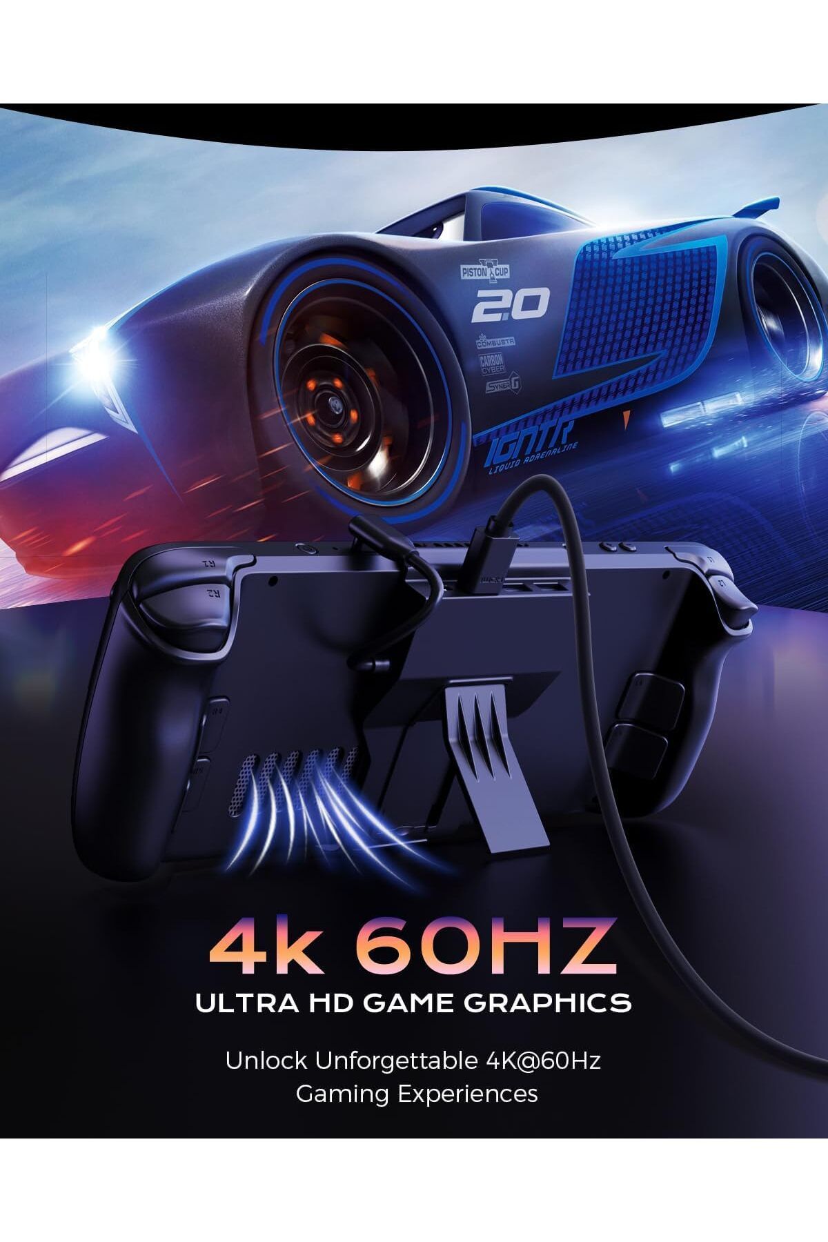 COOYA-Docking Station for Steam Deck, 4-in-1 Portable 4K 60Hz Stand Design, 2 USB-A3.0, PD-in 100W Max 4
