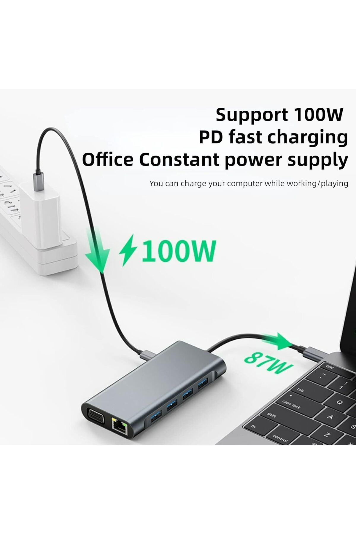 COOYA-محطة إرساء موزع USB C 11 في 1، شاشة ثلاثية HDMI+VGA، Rj45 USB3.0 و2.0 SD TF Reader Gigabit 6
