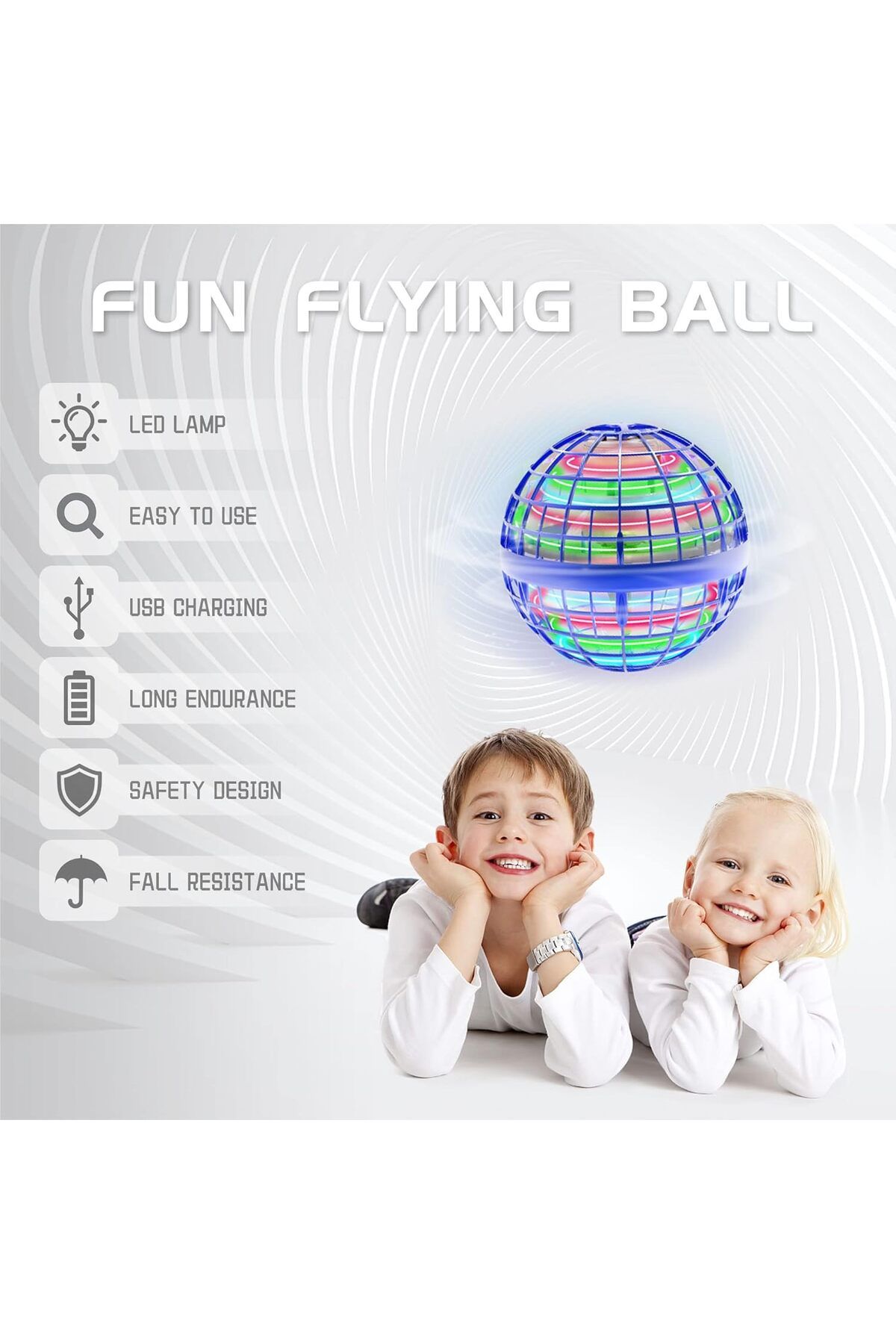 AWH-Flying Ball Toy with 360° Spin & LED Lights Hand-Controlled Mini Drone – Assorted Colors 2