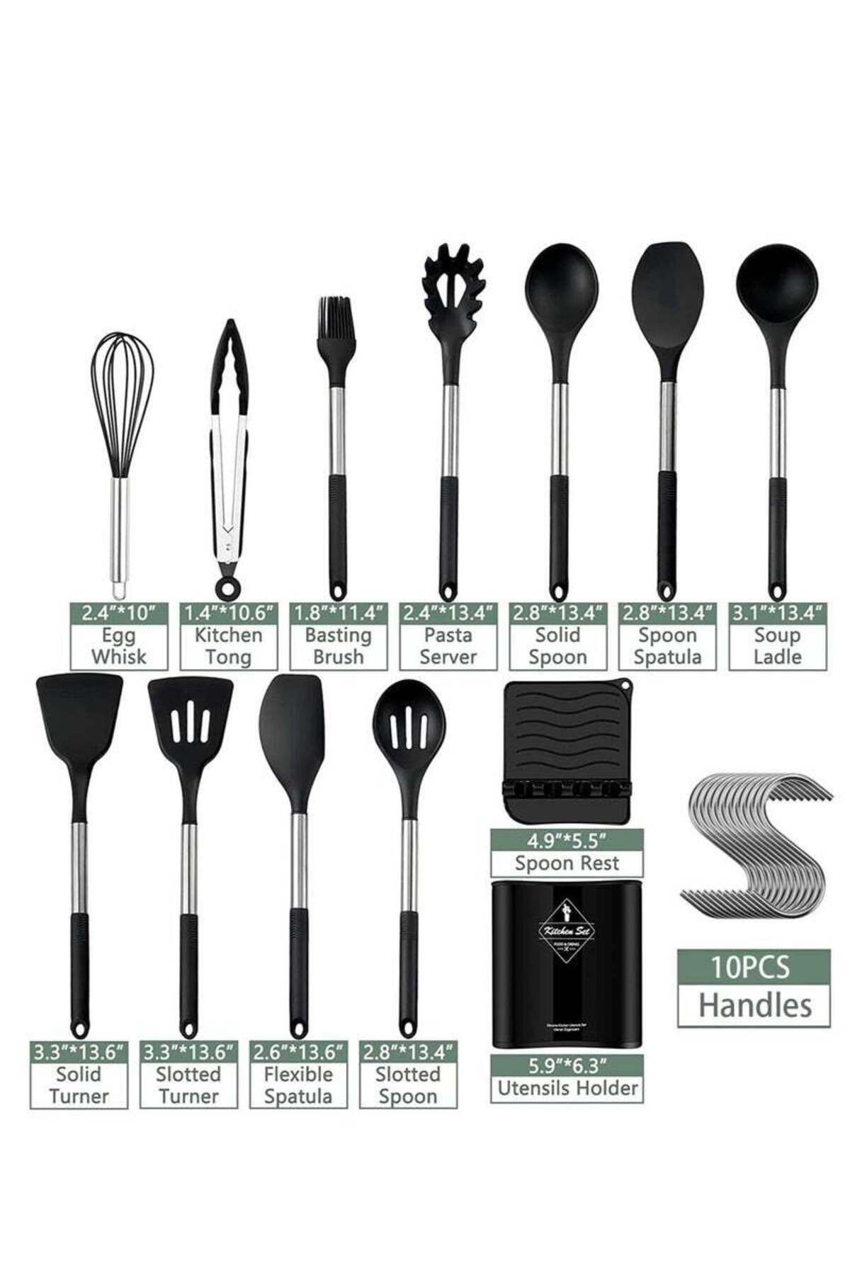 COOYA-14-Piece Silicone Kitchen Utensil Set, Wooden Handle, Bpa-free, Nonstick Cookware for Kitchen 4