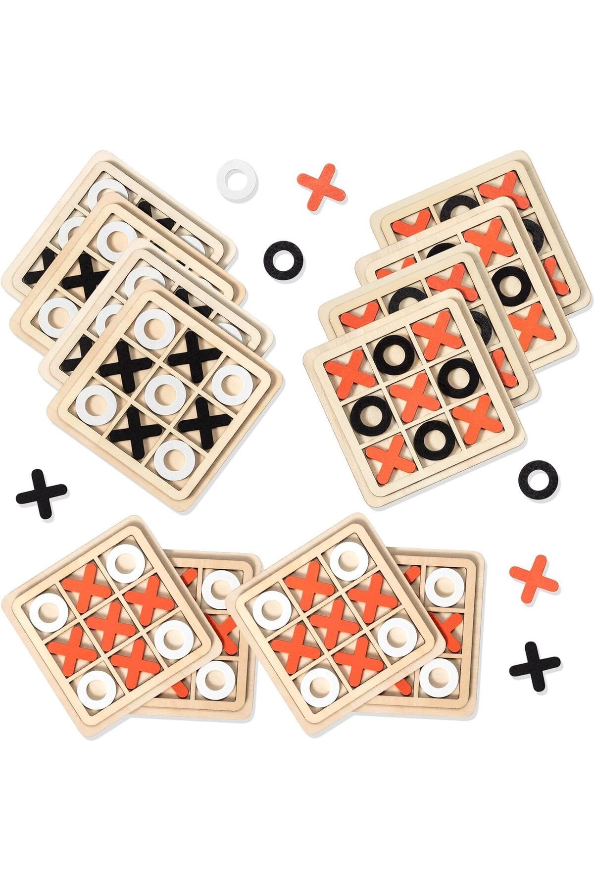 AWH-12 Pcs Wooden Tic Tac Toe Game Set – Classic XO Puzzle & Strategy Board Game for All Ages 6