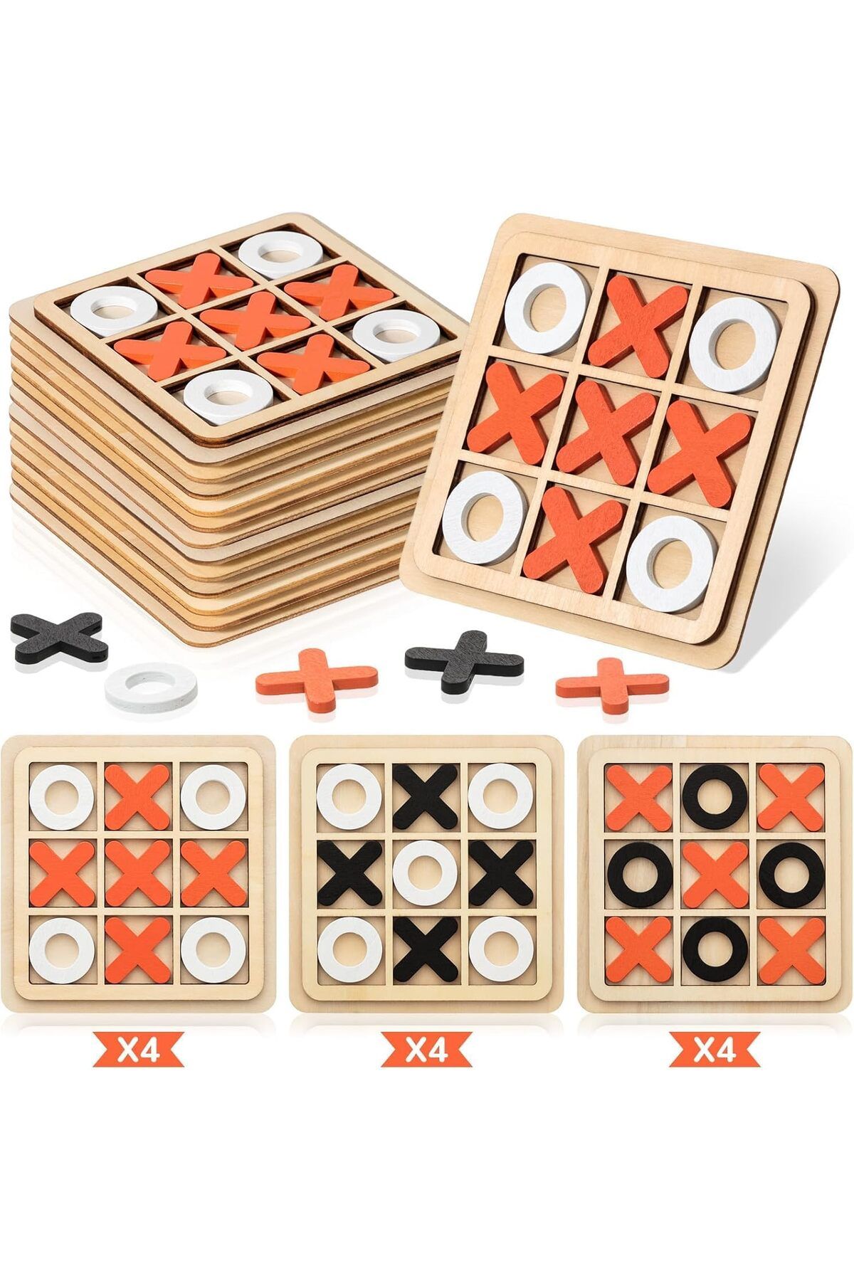 AWH-12 Pcs Wooden Tic Tac Toe Game Set – Classic XO Puzzle & Strategy Board Game for All Ages 1