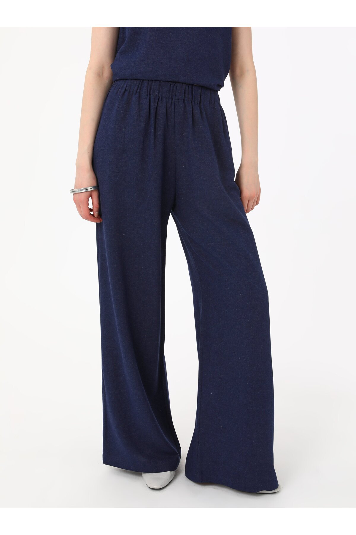 Refka-Navy Blue Linen Tunic and Trousers Double Suit - Refka 6
