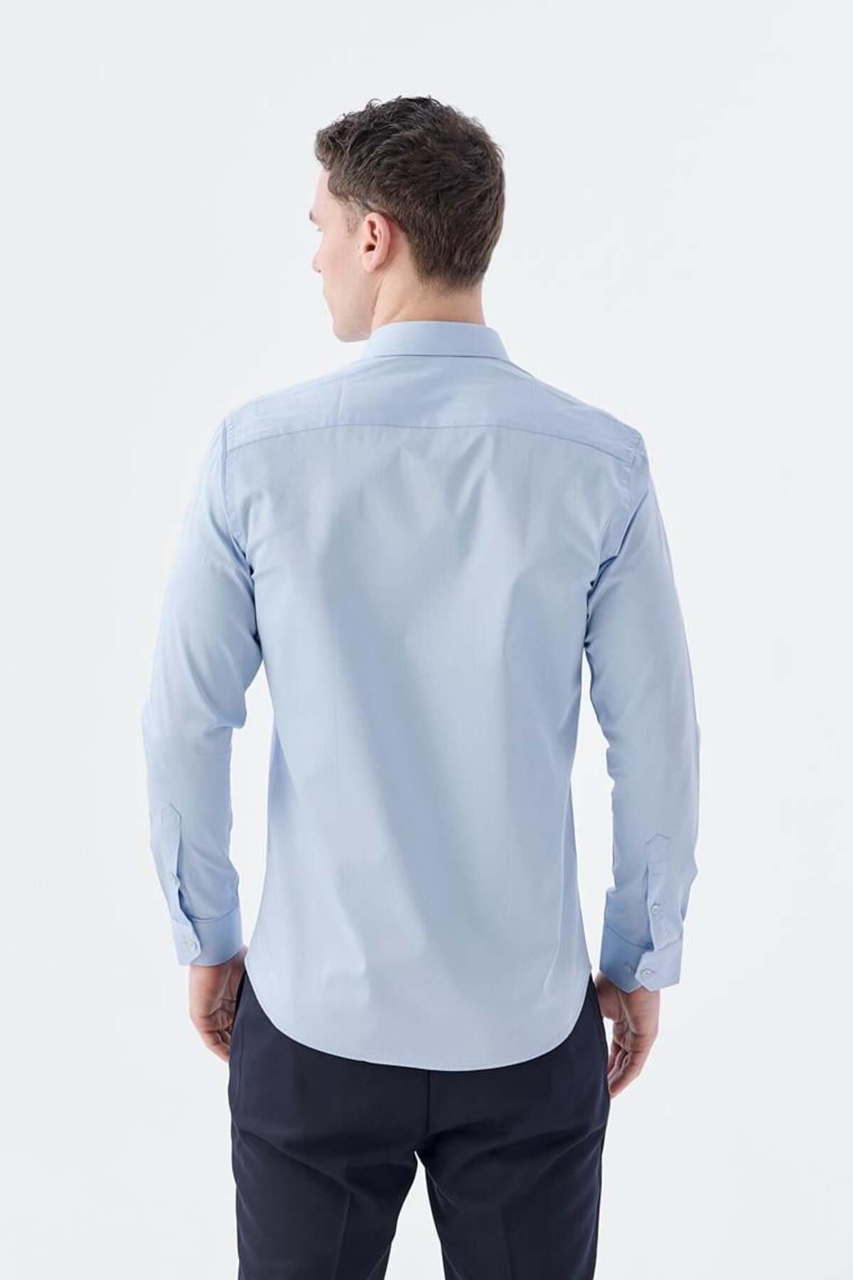 Jakamen-Ανδρικό πουκάμισο ανοιχτό μπλε Slim Fit 4