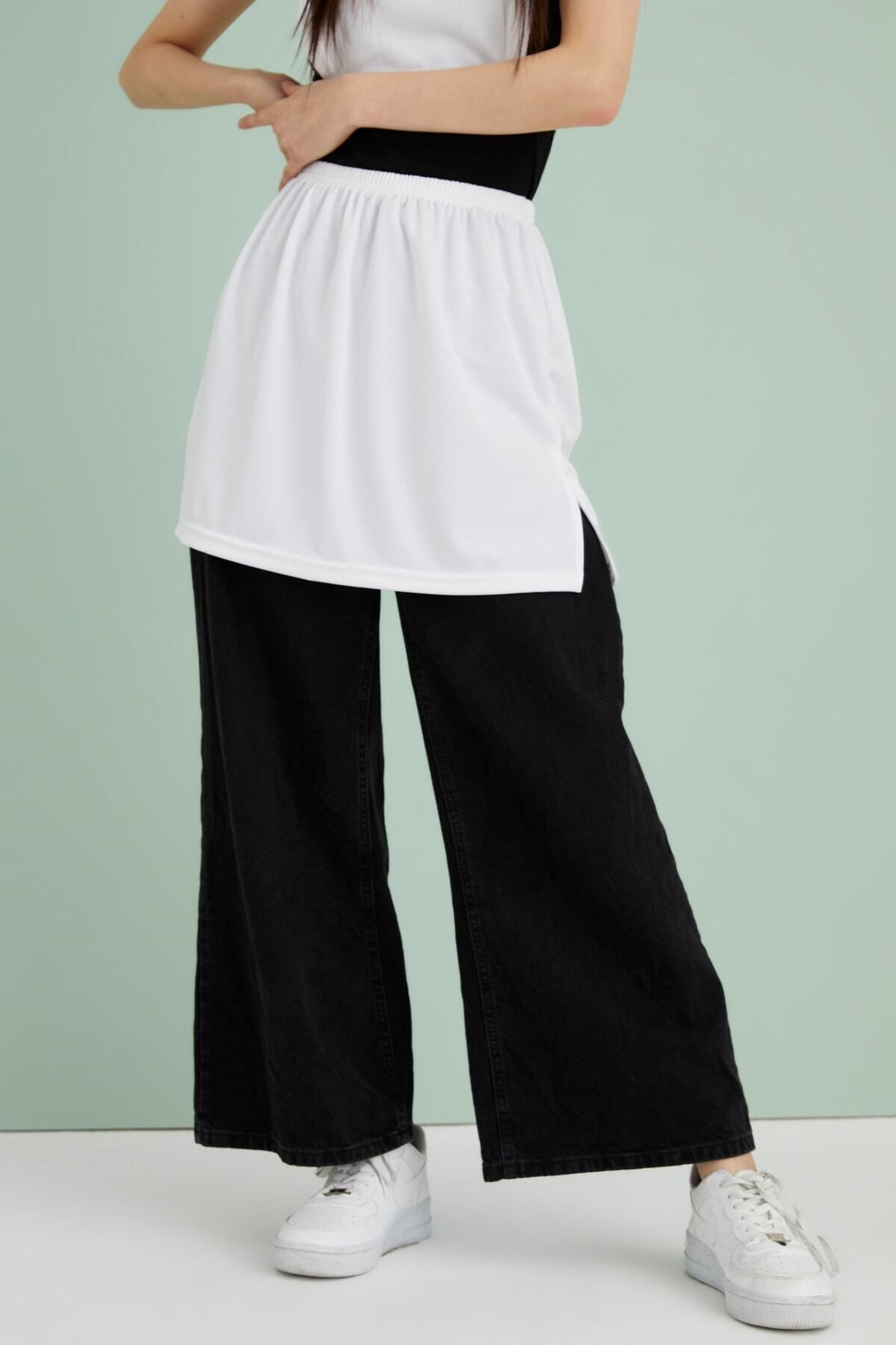 mirach-2-Pack Slit Inner Skirt Set - Black And White 4