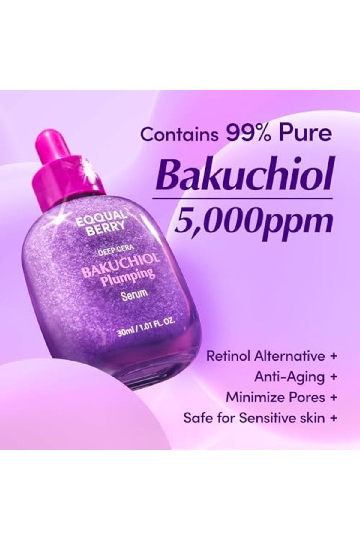 EQQUALBERRY-Bakuchiol Plumping Serum – Pore And Wrinkle Minimizer With Bakuchiol | Retinol Alterna 4