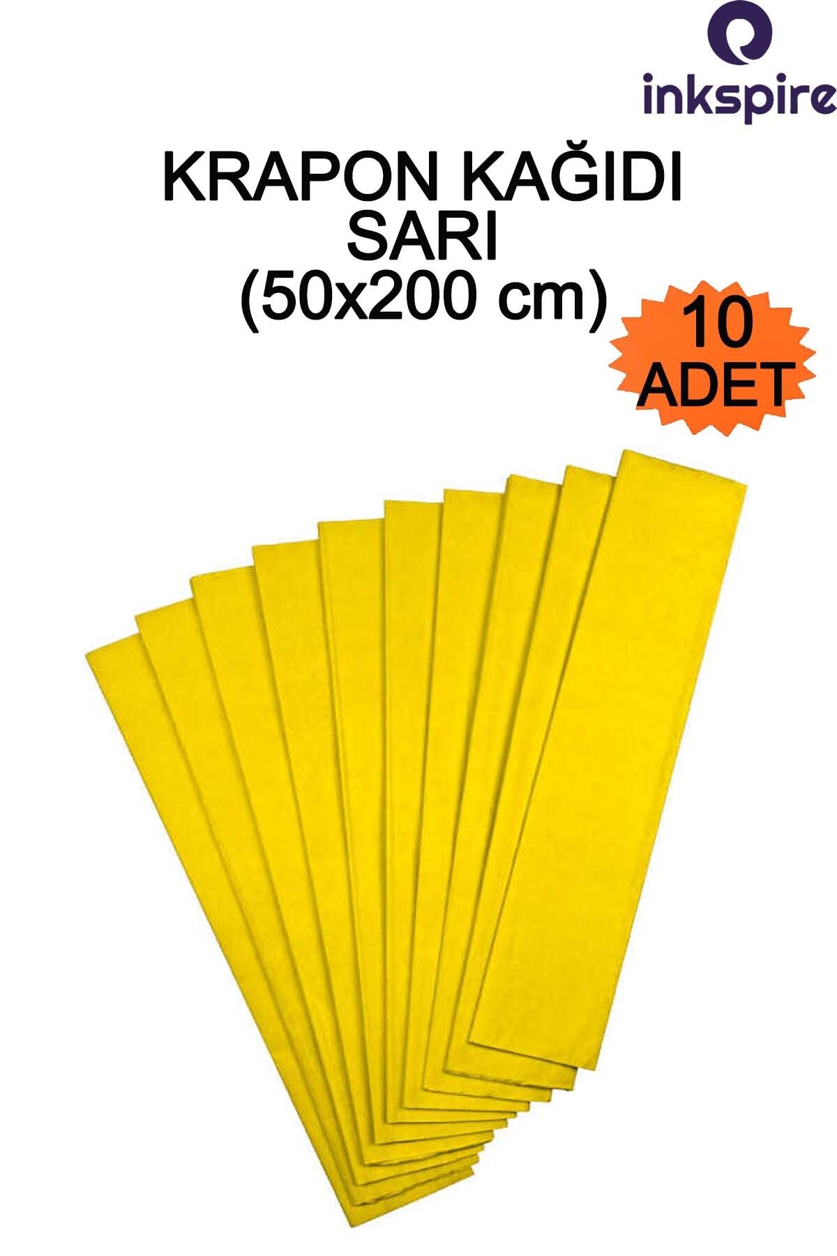 inkspire Krapon Kağıdı 50x200 Cm 10 Adet Sarı Renk 1 Paket Grapon Kağıt Grafon Kırapon Kağıdı Etkinlik El İşi