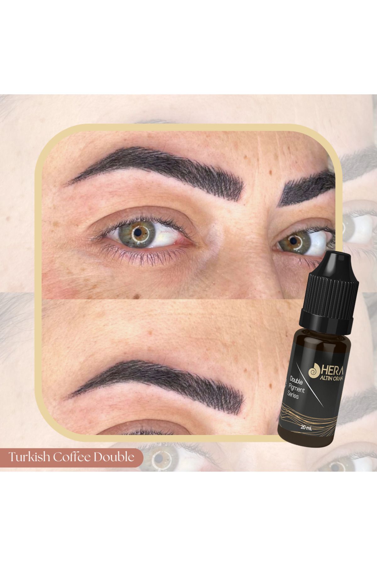 رنگ ابرو مشکی 5 میل آرایش دائمی و میکروبلادینگ قهوه ترکیه دو برابر Hera Altın Oran