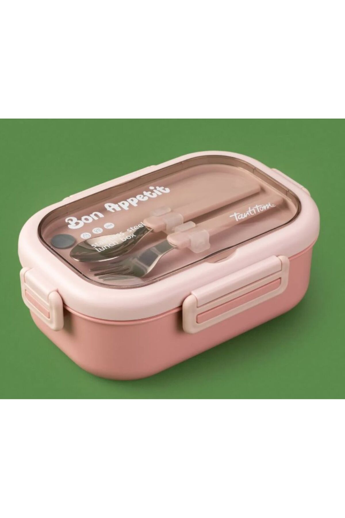 Tantitoni-850 Ml, Steel, Rectangular, with Fork and Spoon, Food Carrying Container, Lunchbox, Tt6714D850P 1
