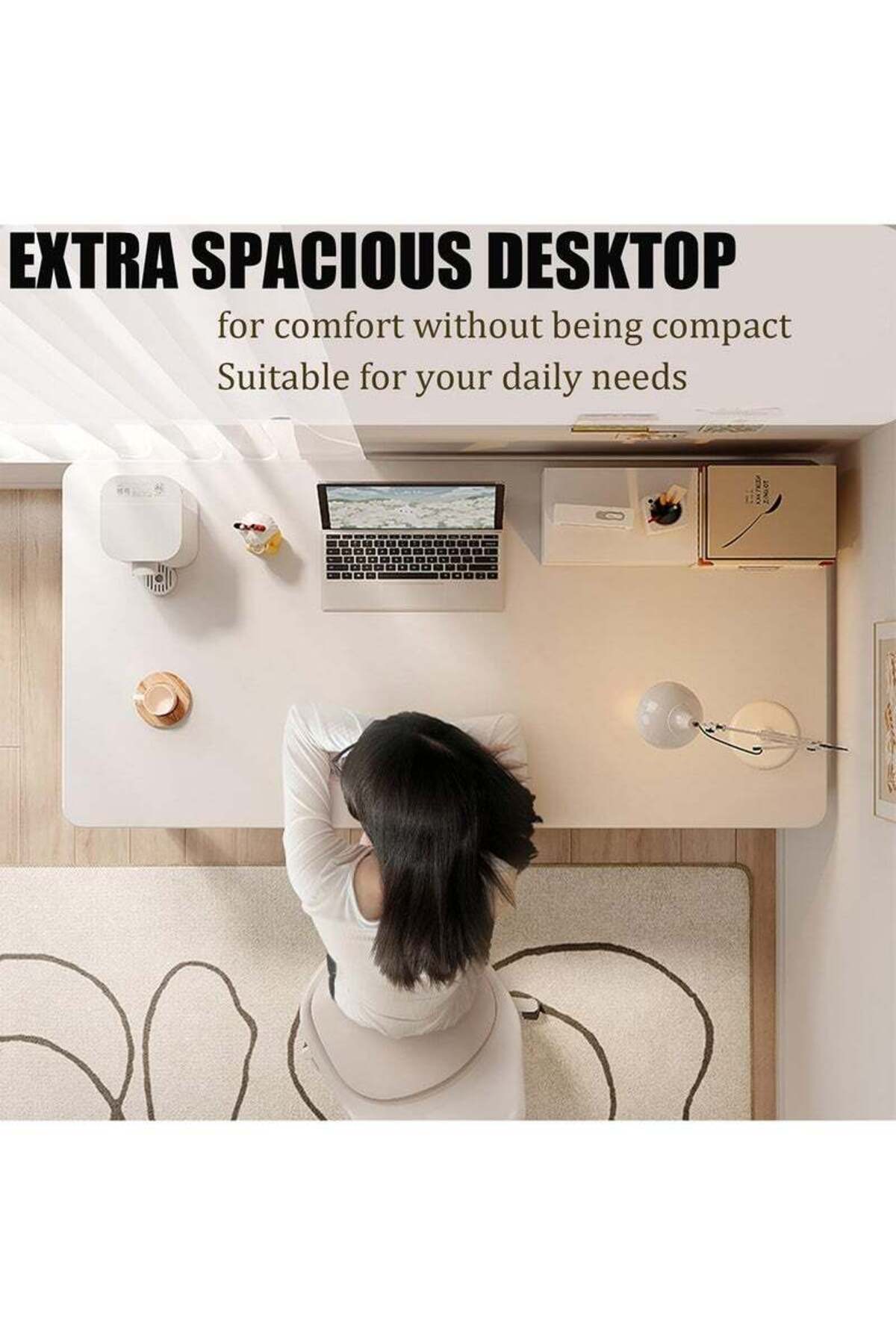 Taimi-Modern simple design computer desk home student desk study office table white color-120x60x75cm 5