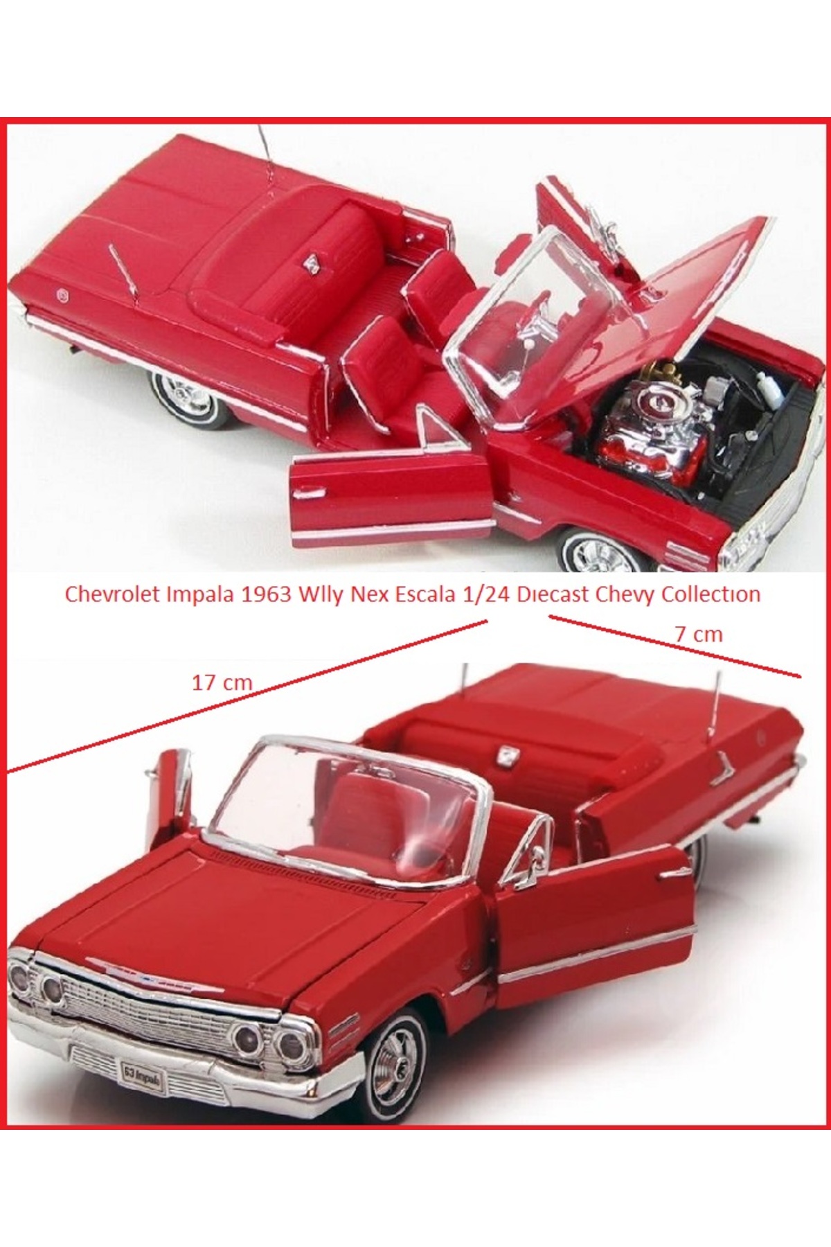OYUNCAKSAHİLİ Chevrolet impala 1963 Klasik Model Araba 1:24