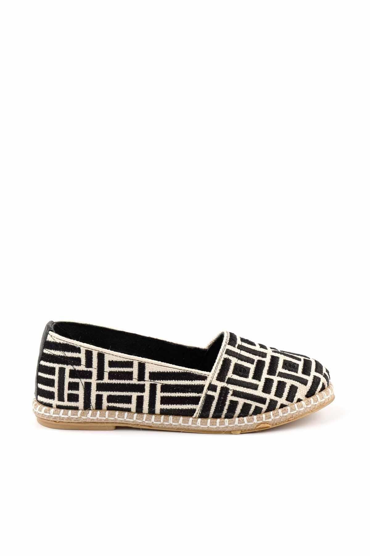 Bambi Espadrille De Damă Din Piele Naturală Din Răchită Neagră Bej K 01534070628 Femeie - 38