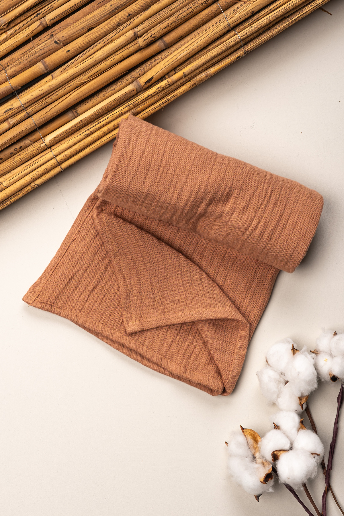 Mai Perla 4 Kat Müslin Organik Pamuk 90x90 Naturel Bebek Çocuk Battaniye fotoğrafı 3 (önizleme)