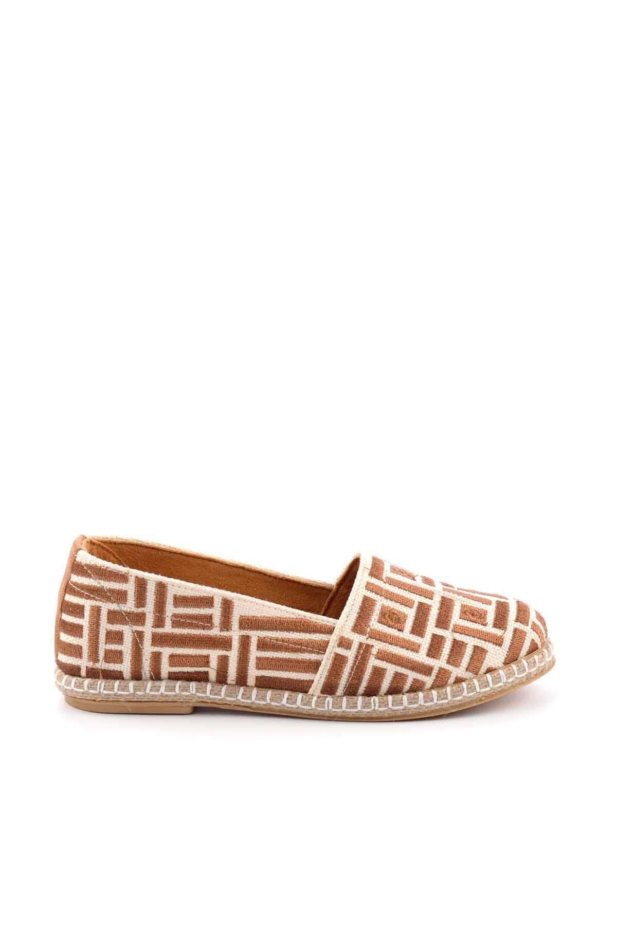 Bambi Espadrille De Damă Din Piele Naturală Din Răchită Bej Maro K 01534070628 Femeie - 38