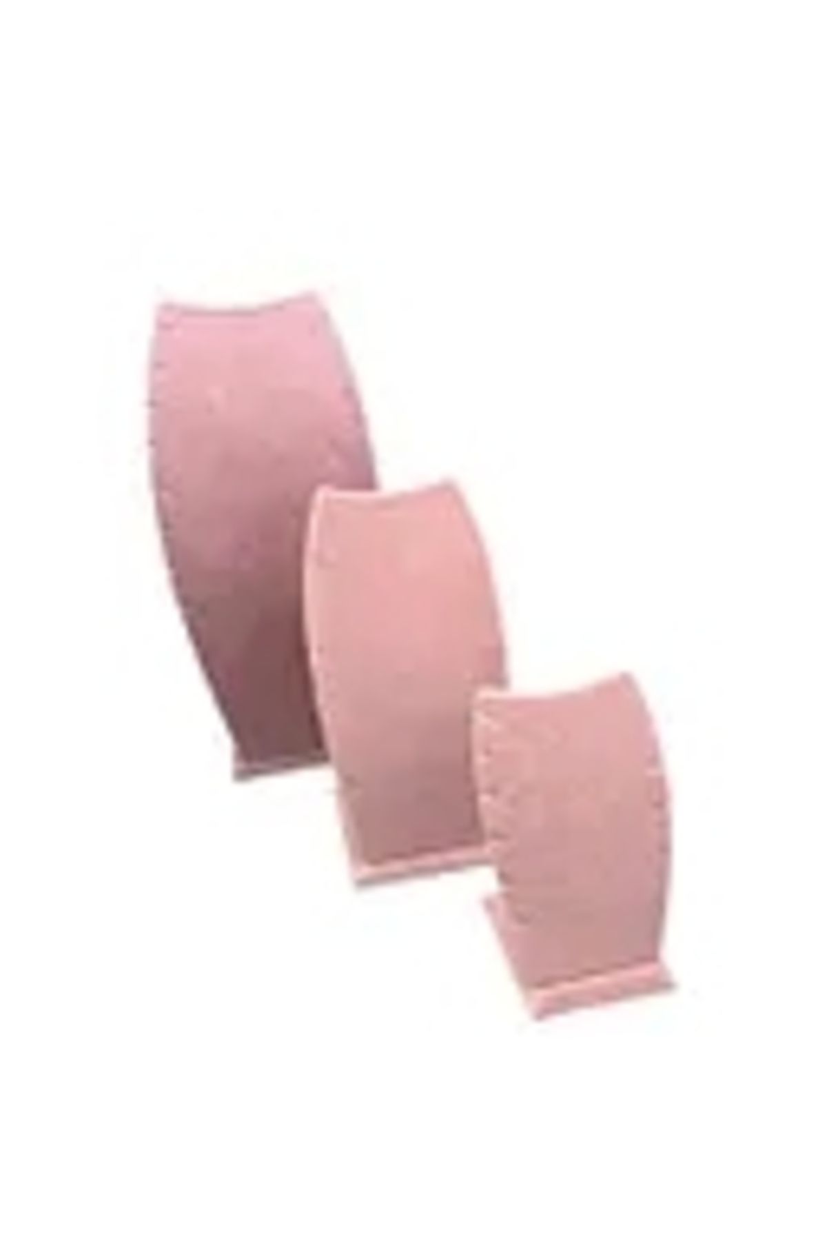 MeGass Dekor Süet Kumaş Pembe Renk Üçlü Takım Kolye - Zincir Ayaklı Stand