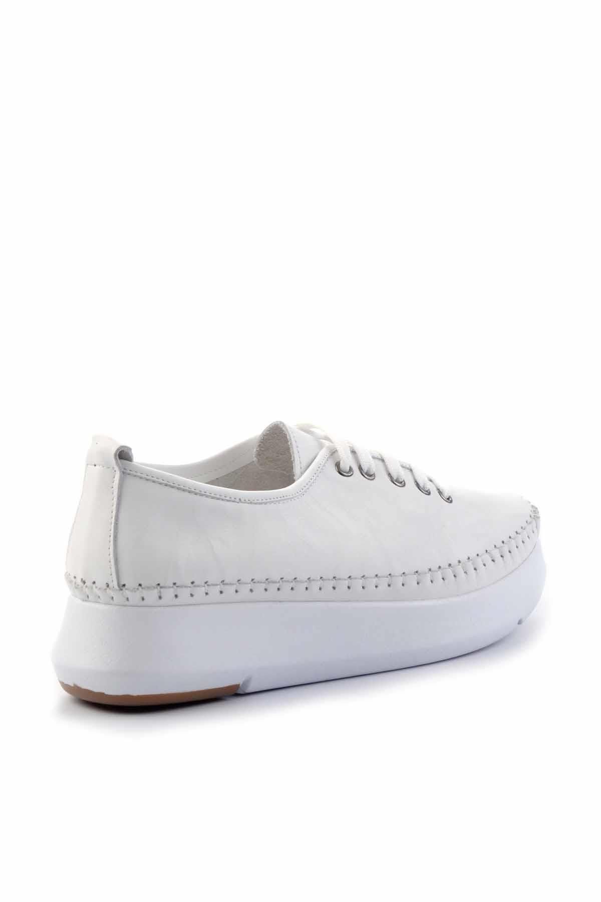 Bambi-White Leather Women's Casual Shoes K01908005203 4