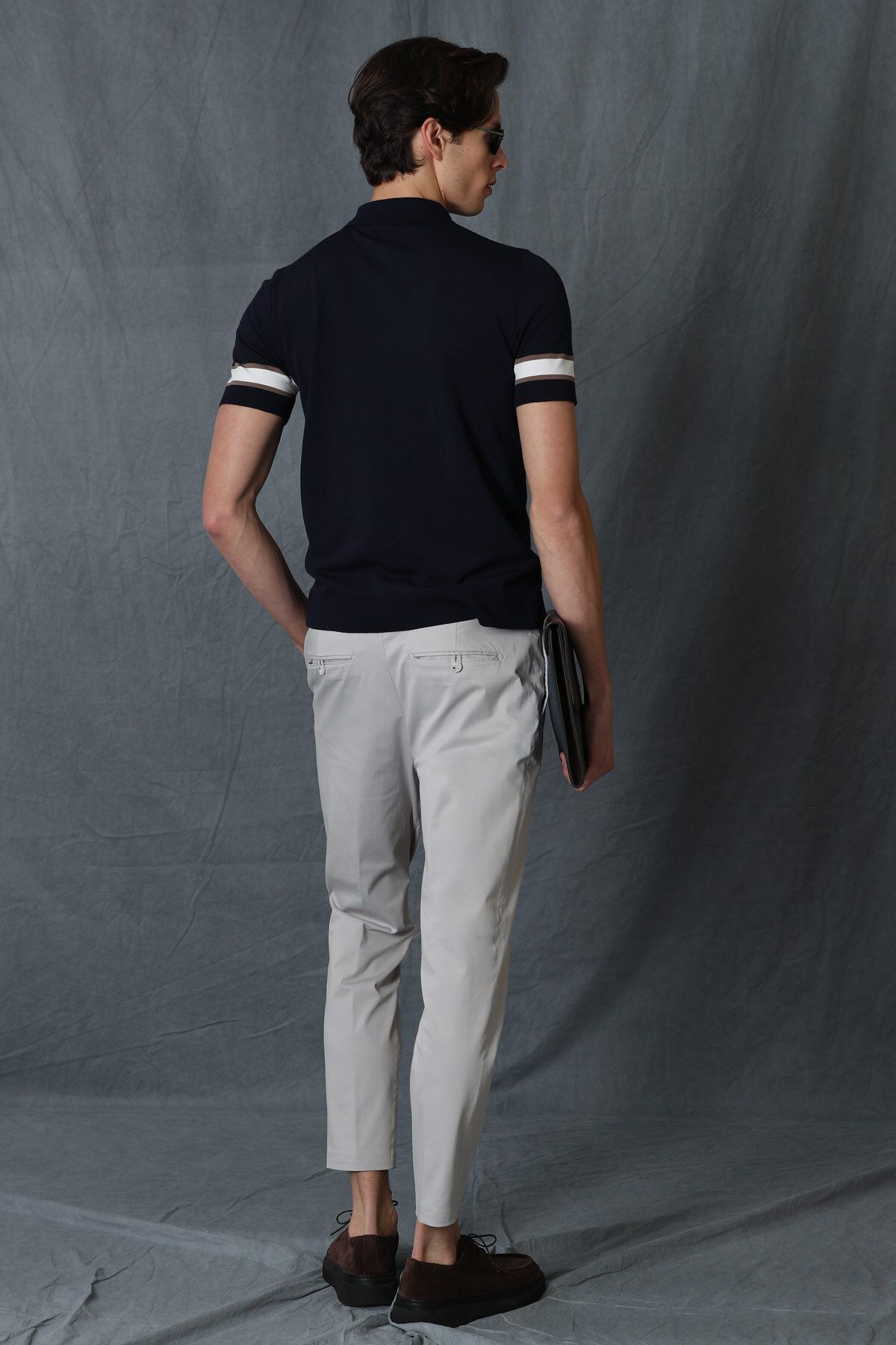 شلوار خاکستری مردانه chino هوشمند Alvi Slim Fit Stone Lufian