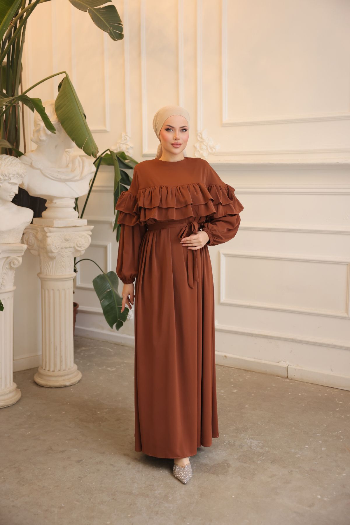 Nissra-Ankanoor Taba Casual φόρεμα με διπλό βολάν Anka255068 4