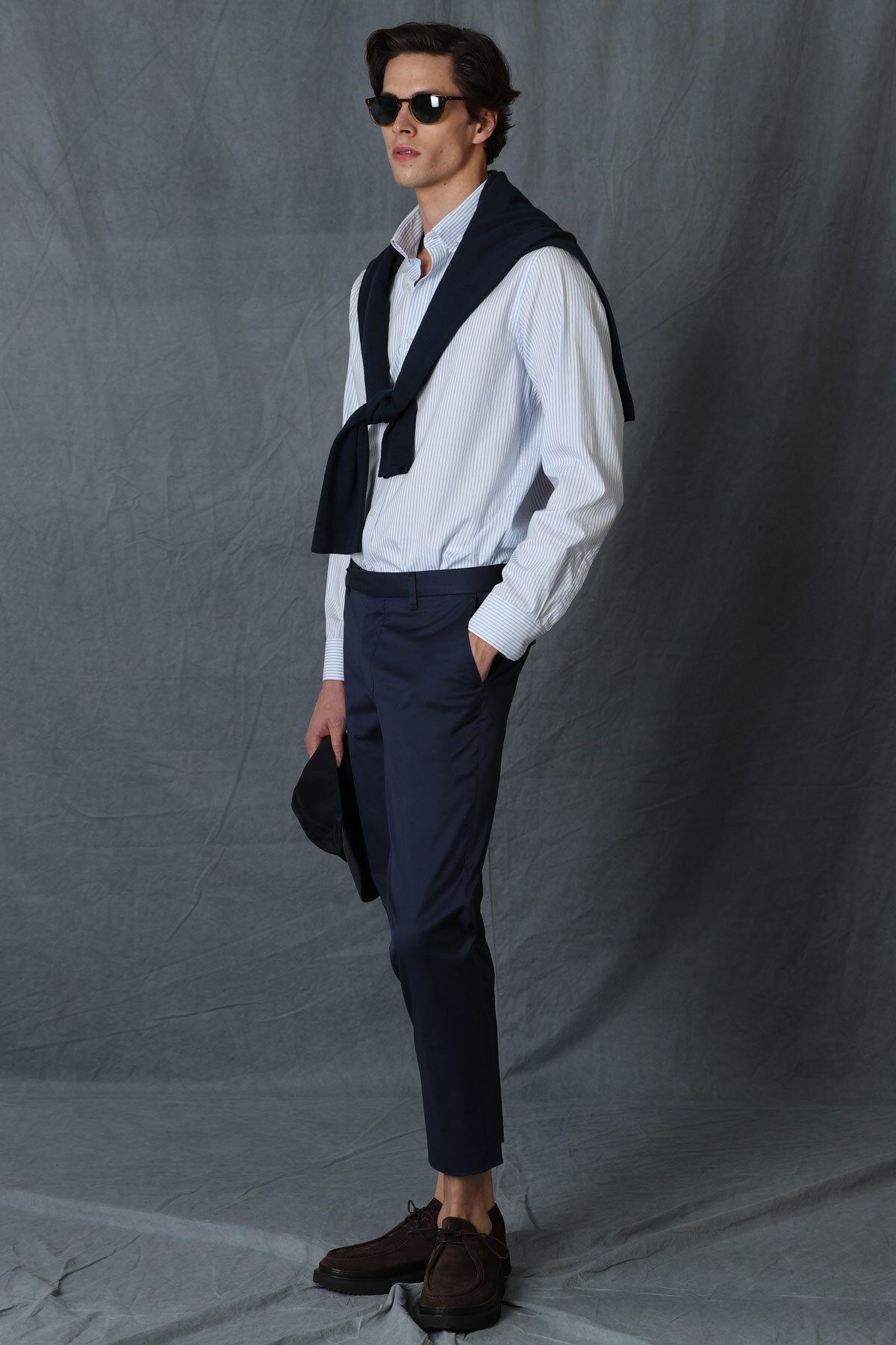 شلوار آبی مردانه Chino Smart Alvi Slim Fit Navy Blue Lufian