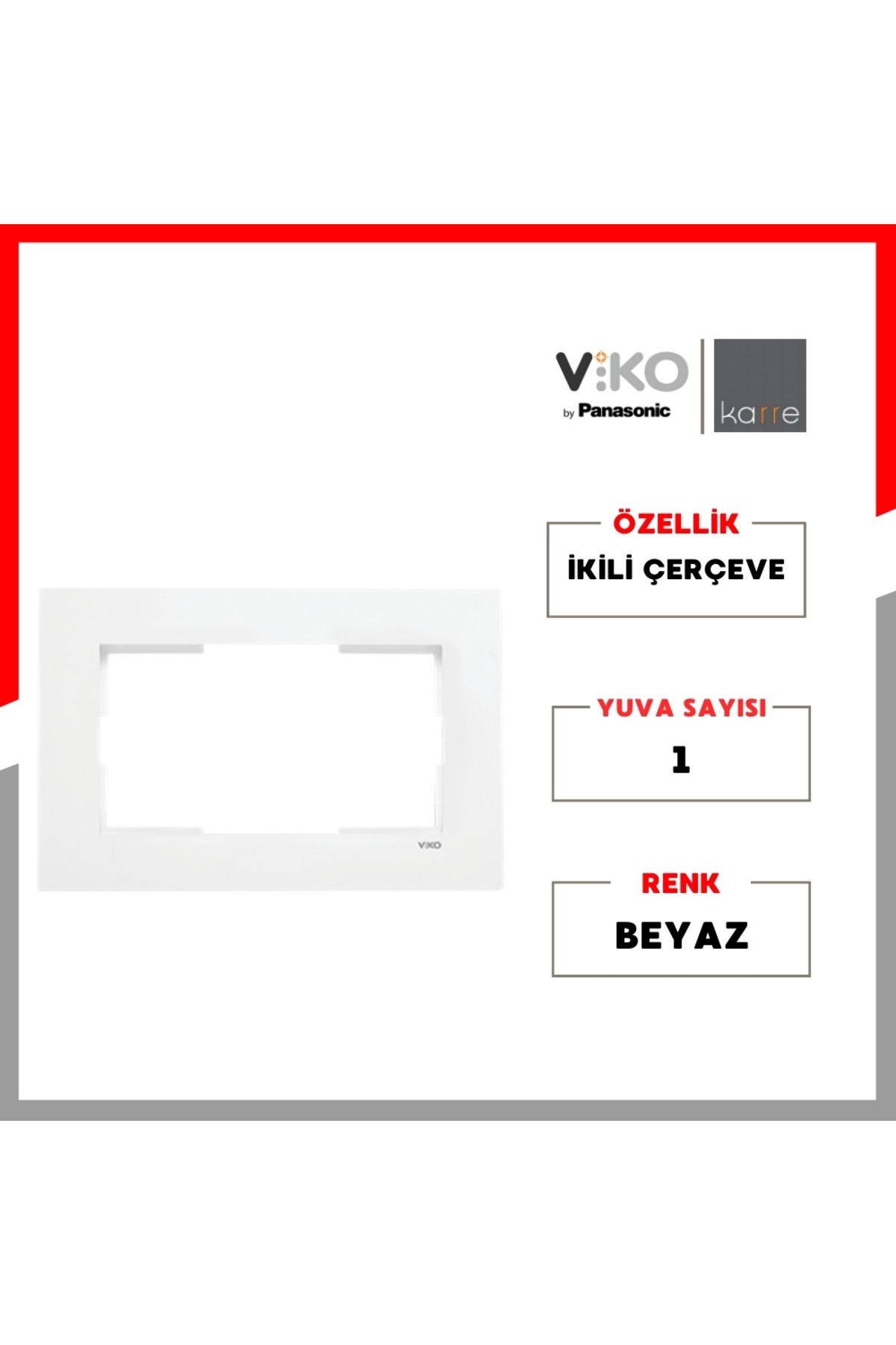 VİKO-Karre Double Socket Frame – Horizontal, White, Stylish and Durable Design 2