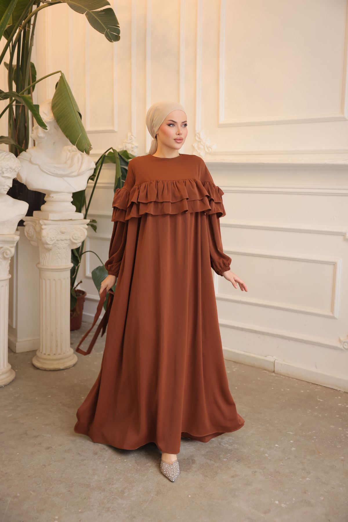 Nissra-Ankanoor Taba Casual φόρεμα με διπλό βολάν Anka255068 7