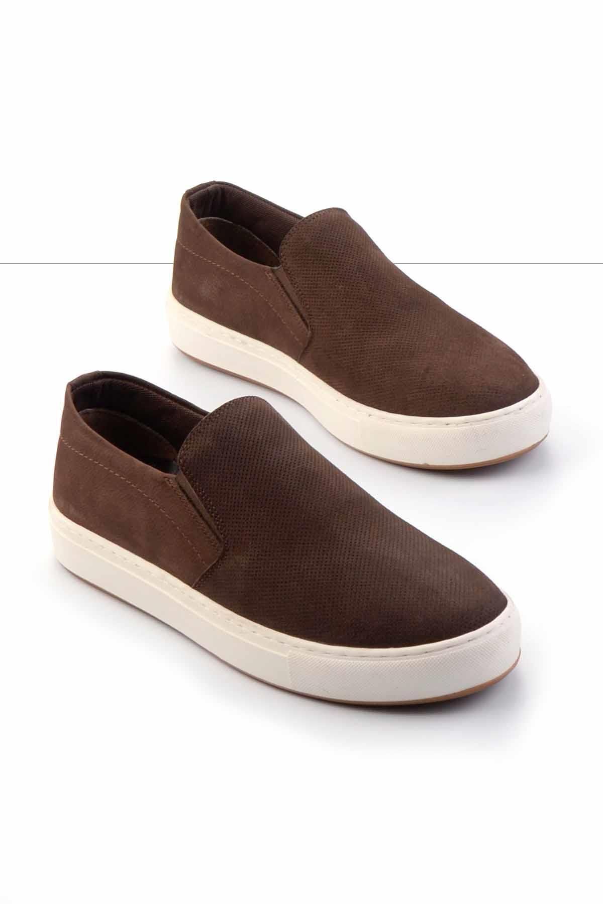 Bambi-Pantofi casual pentru bărbați din piele naturală nubuc maro E 01380107001 2