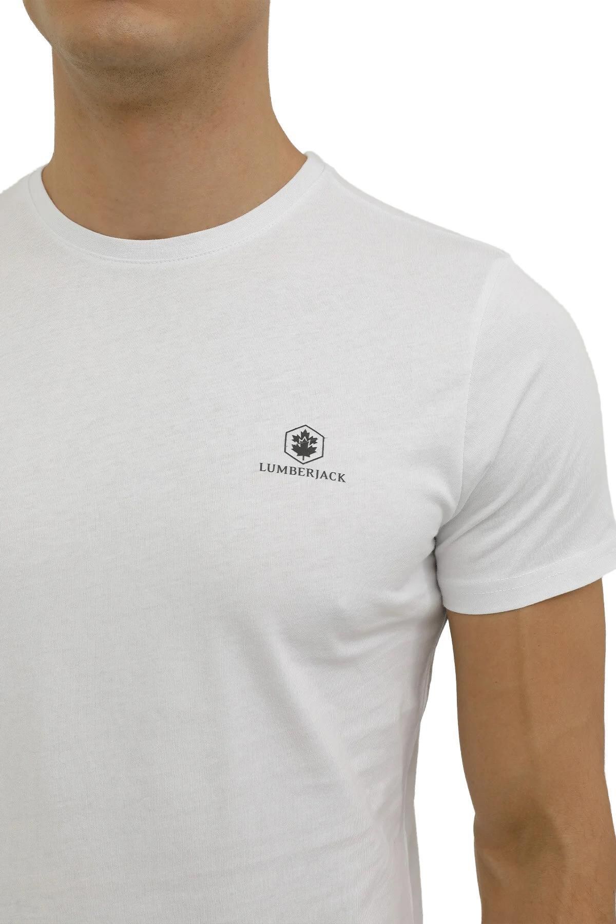 lumberjack-Ανδρικό μπλουζάκι 3m M-ct102 Bsc C Nk 3fx Λευκό 3