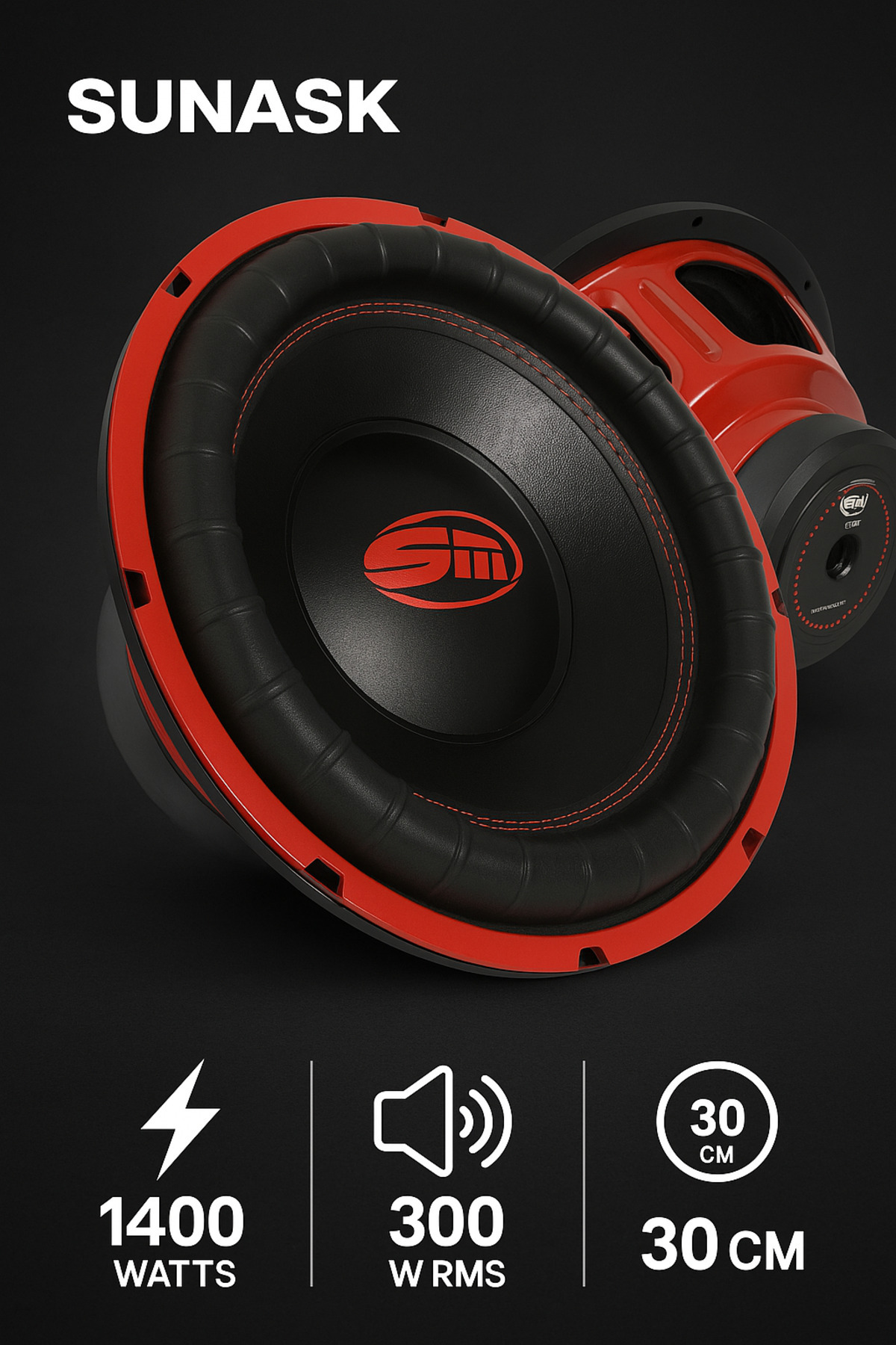 SUNASK Bm Audio 1400 Watt 300 Rms 30 Cm Subwoofer Bass Spl Körük Bass Oto Hoparlör Kabinsiz