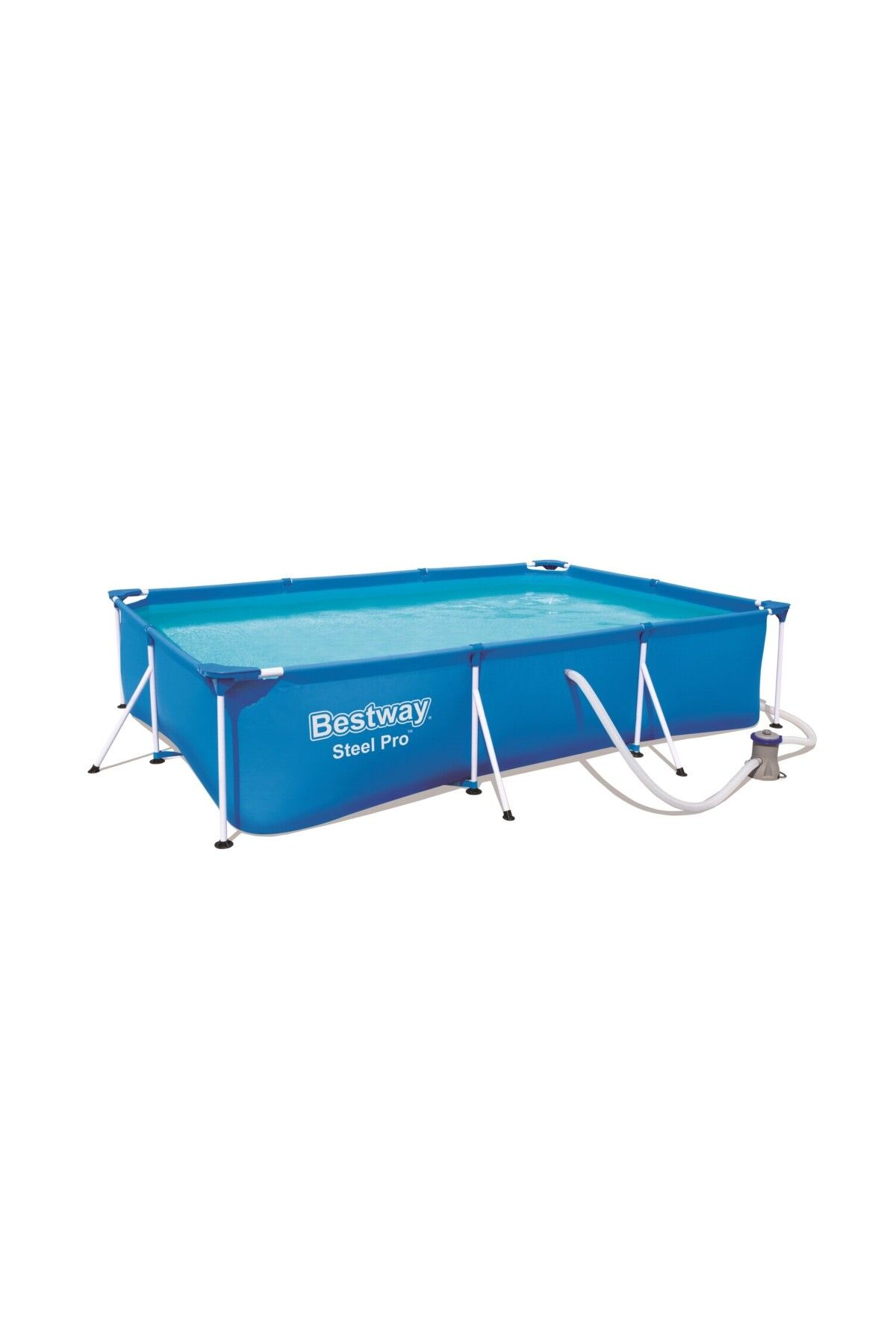 OEM Piscina Dreptunghiulara Bestway + Pompa De Filtru Albastru, Cadru Metalic, 3.00m X 2.01m X 66cm - One Size