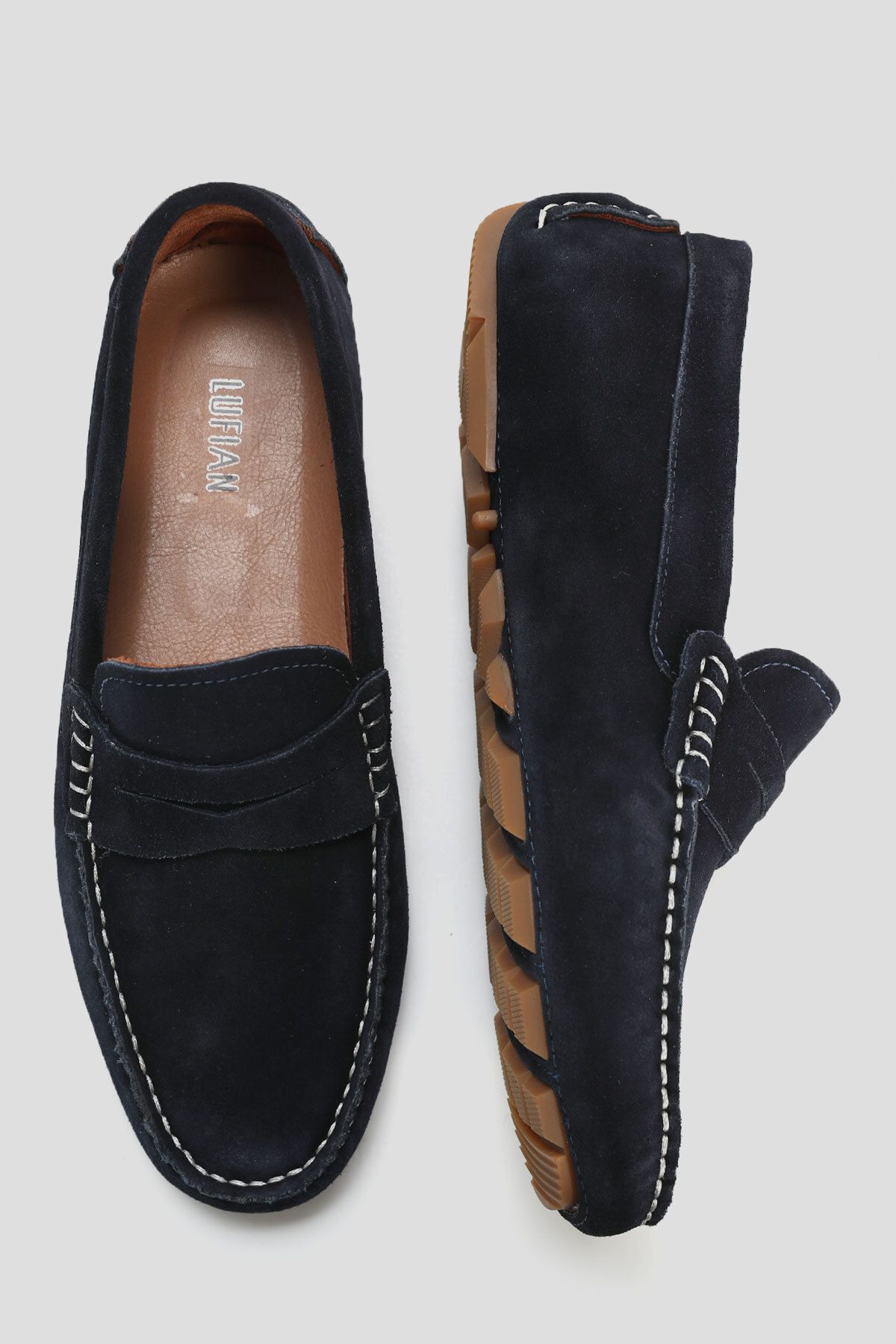 Lufian-Stroll Suede Loafer Shoes Navy Blue 6